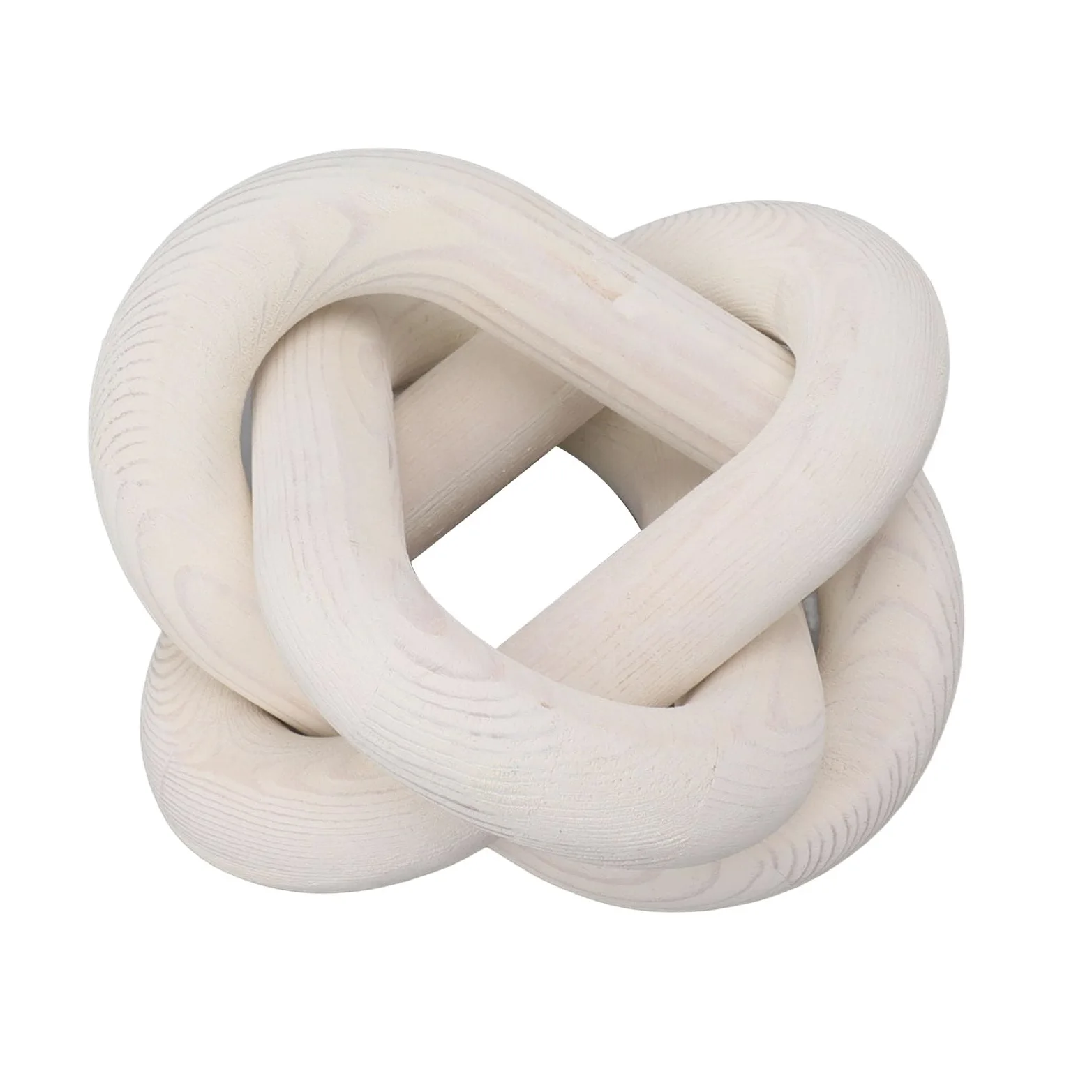 3 Link Wood Chain Link Decor Wood Knot Decor, Home Decor Półka Ręcznie Rzeźbione Boho Wood Knot do Sypialni, Salonu, Wystrój Stolika Kawowego (Biały)