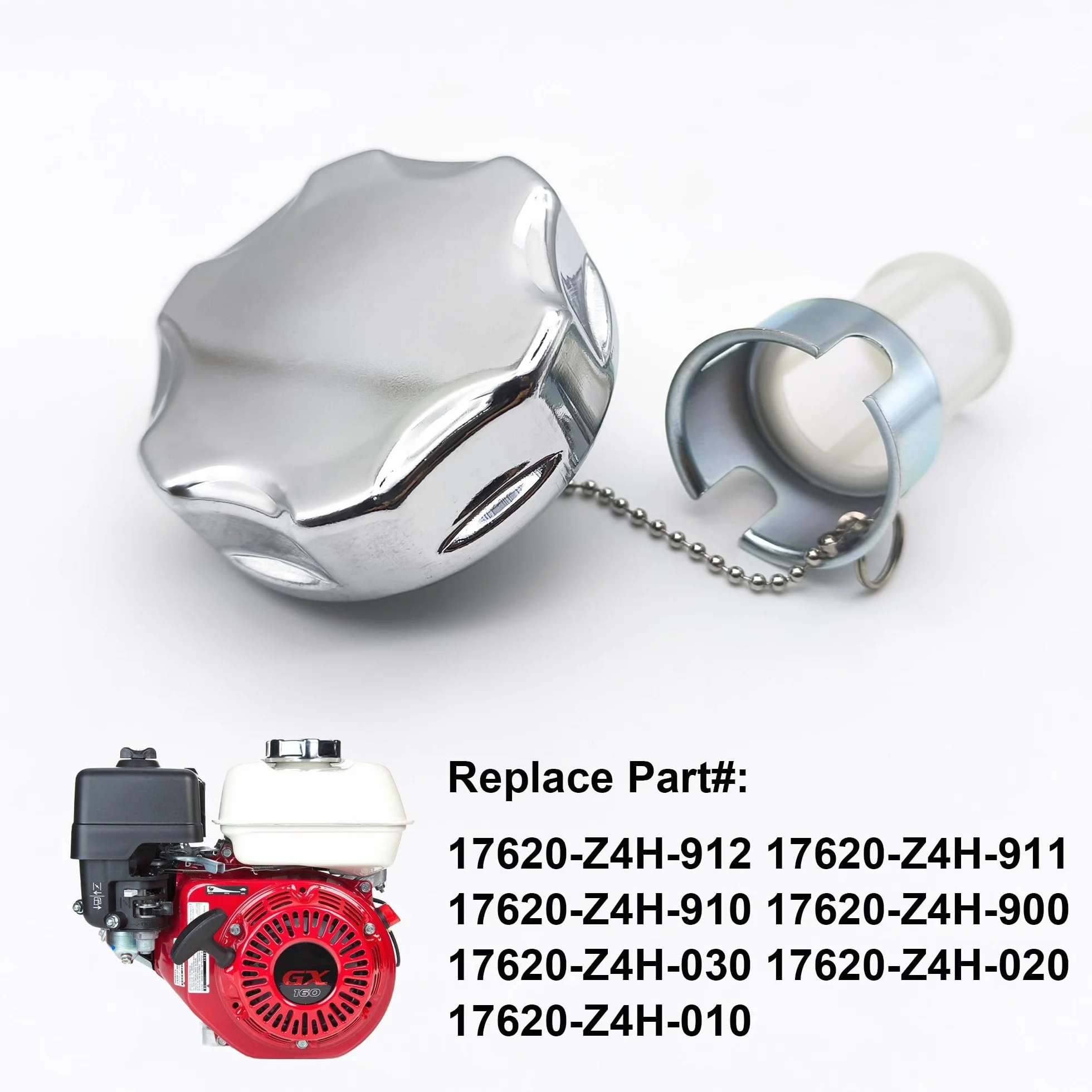 Metalowy korek paliwa do silnika Honda GX160, GX270, GX390 (4-13 KM) – zakrętka baku do Predator 212cc, Coleman CT200U, BT200X z łańcuszkiem i filtrem, 17620-Z4H-900