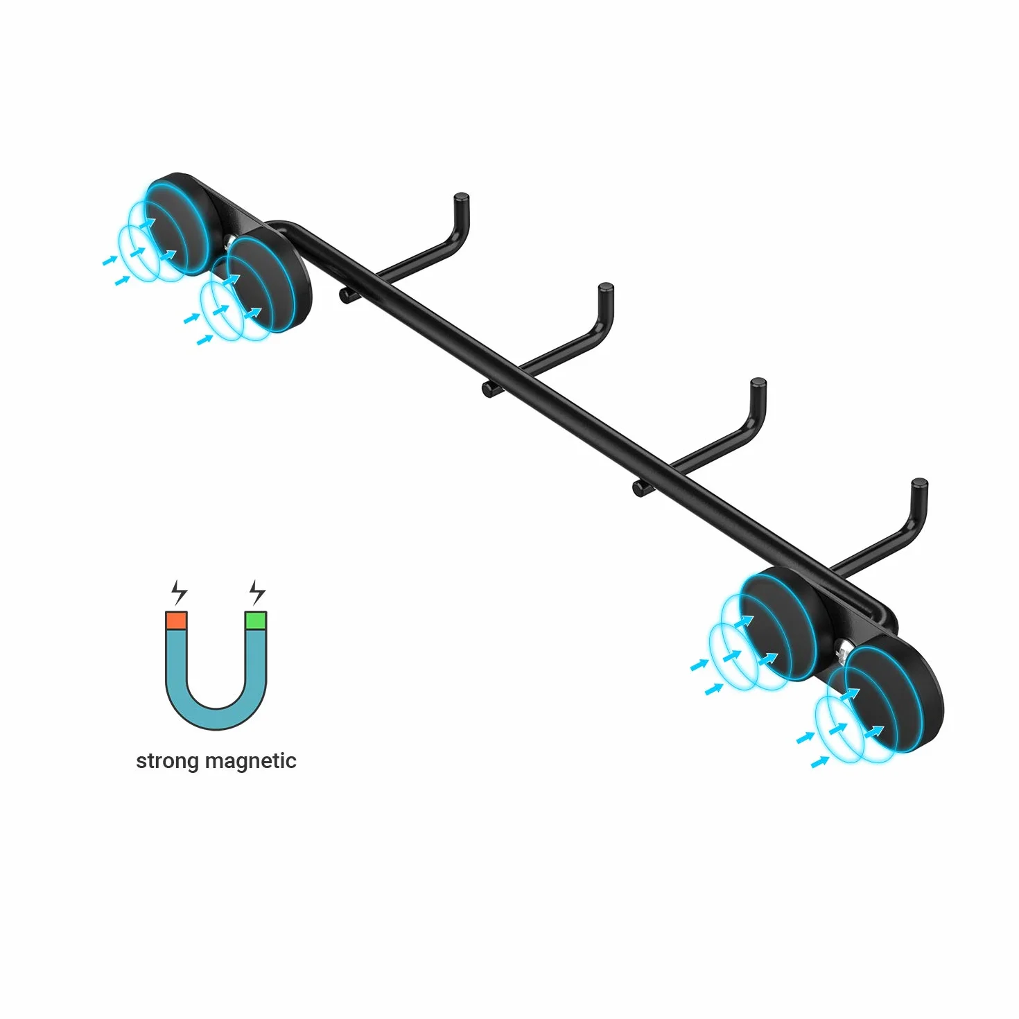 onlyfire Magnetyczny uchwyt na narzędzia do grilla – uniwersalny metalowy organizer na lodówkę, grill, sztućce, ręczniki, 4 haczyki do przechowywania przyborów kuchennych,
