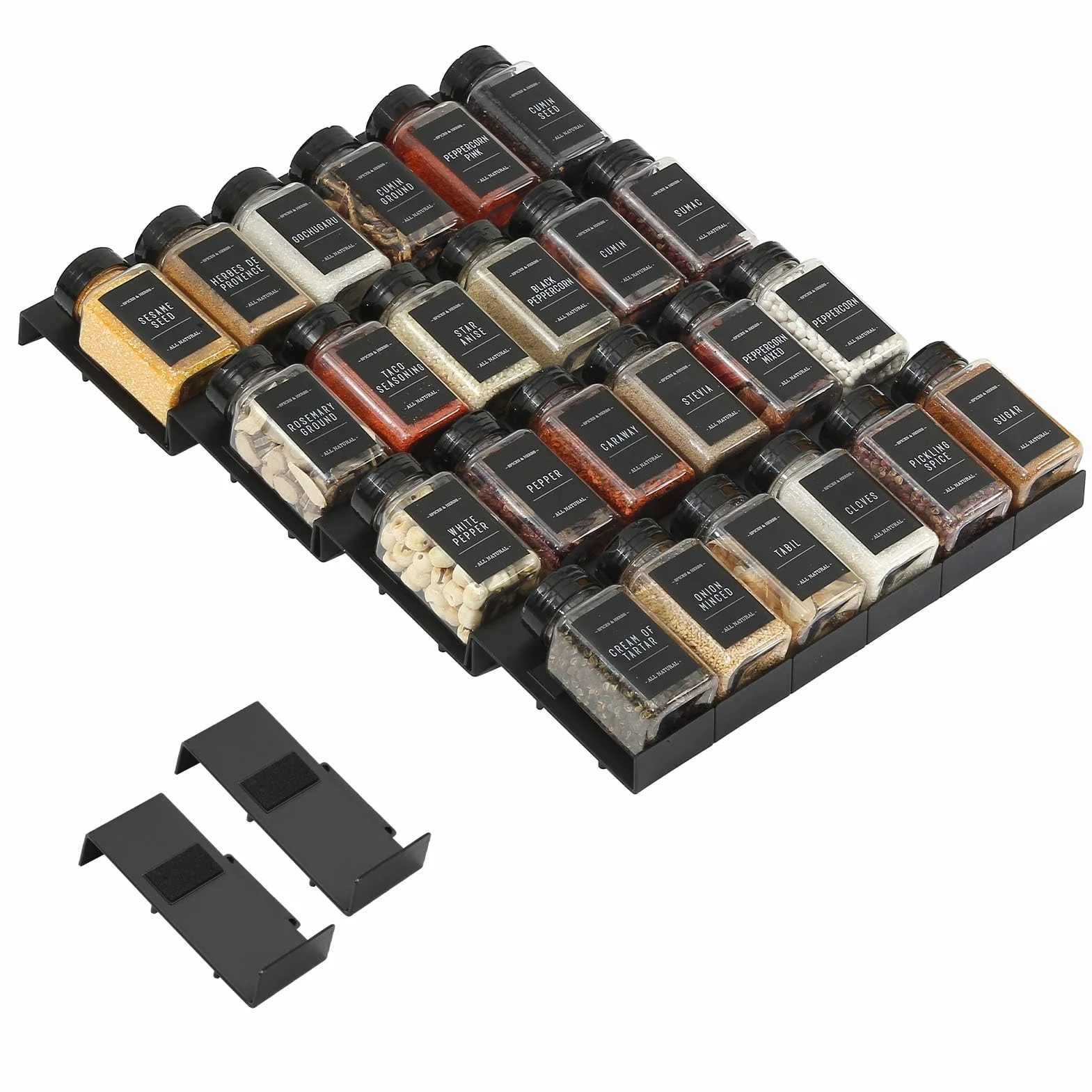 Famhap Szuflada do przechowywania przypraw, 24 sztuki 12 x 5 x 2,5 cm organizer na przyprawy do szuflad kuchennych, kolokalna szuflada na przyprawy do słoików na przyprawy