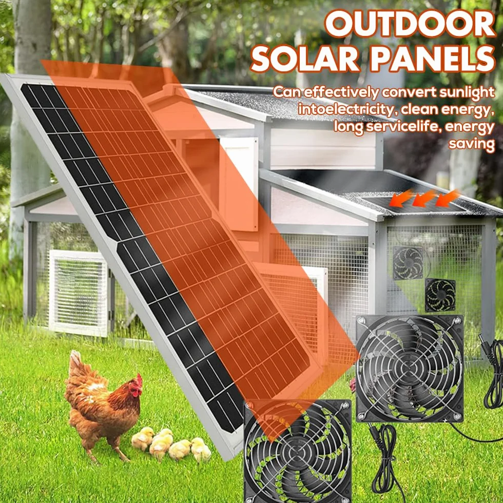 Wentylator słoneczny, 16 W Zestaw wentylatorów do paneli słonecznych, podwójny wentylator wydechowy, wentylator słoneczny zasilany energią słoneczną odporny na warunki atmosferyczne do szklarni