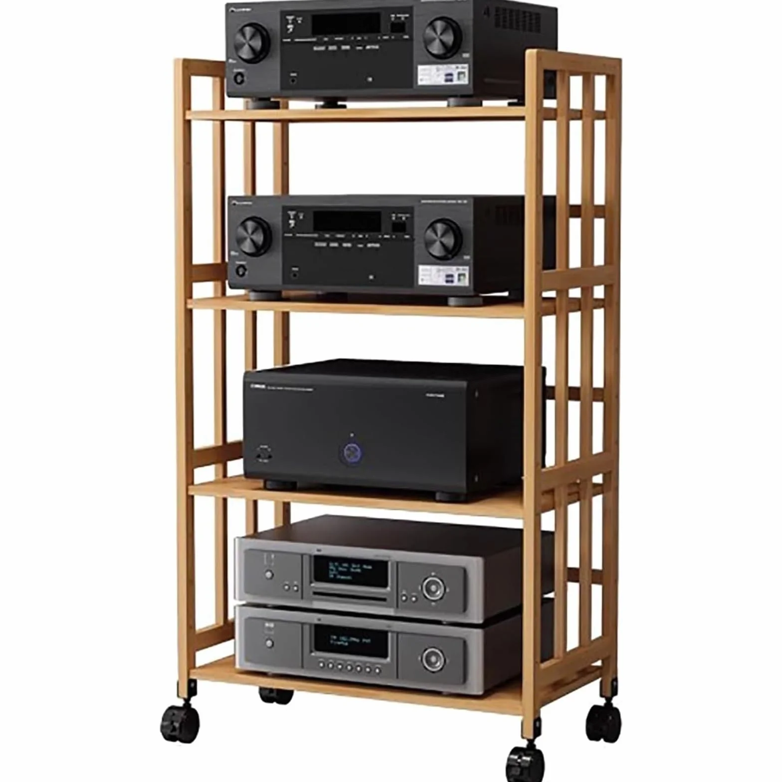 Regulowany stojak HiFi i półka na nośniki, 25-poziomowa płyta winylowa, organizer na telewizor, odtwarzacz DVD i pudełko na kable (70 x 38 x 123 cm) – idealny dla audiofilów i domowej rozrywki