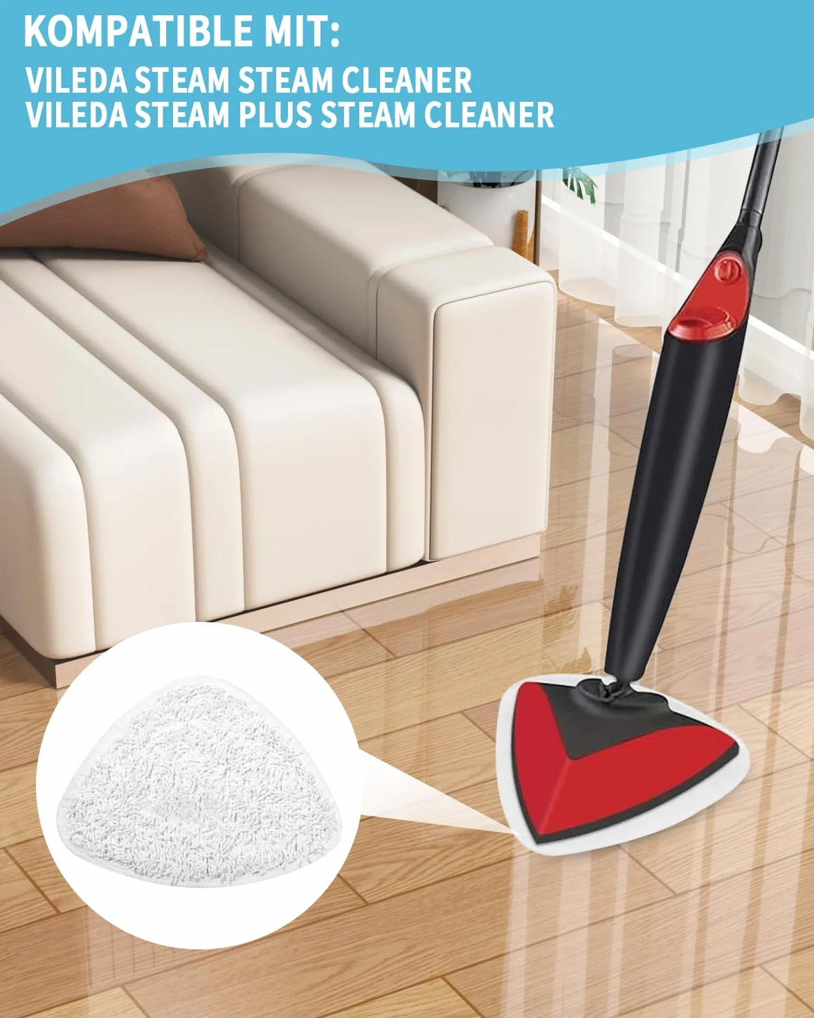 10 sztuk wymiennego pokrowca do odkurzacza parowego Vileda, kompatybilnego z odkurzaczem parowym Vileda, odkurzaczem parowym Vileda Steam Plus, wymienny pokrowiec z mikrofibry do prania w pralce