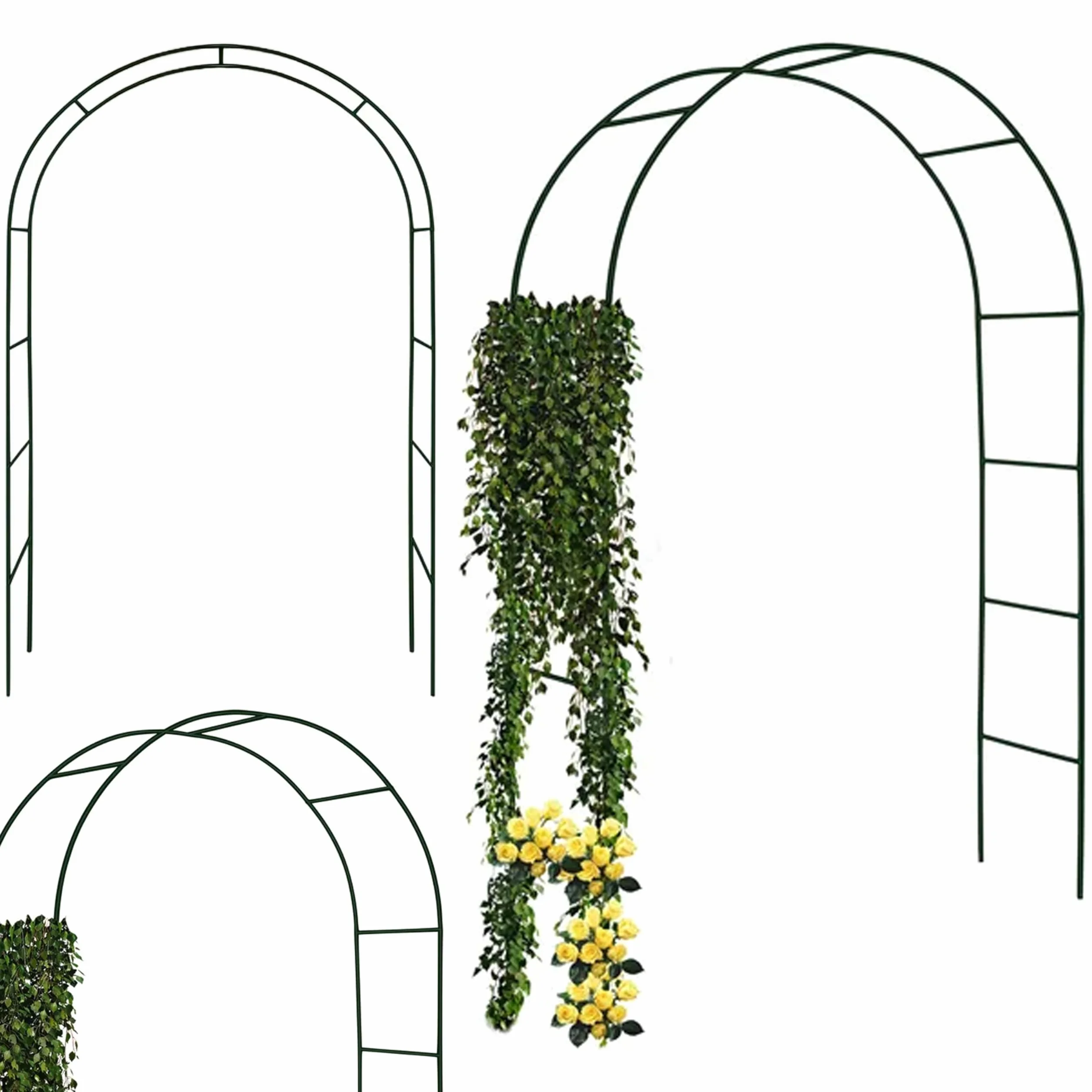 Metalowy łuk pergoli ogrodowej 240 x 140 cm – podpora dla róż, bluszczu i roślin pnących – dekoracyjna brama do dróg i wejść