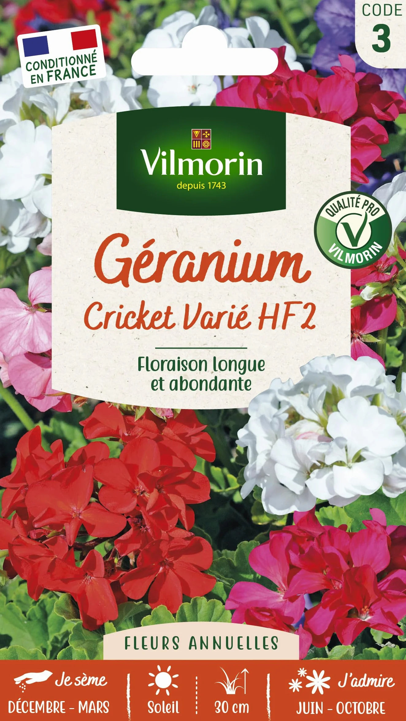 Vilmorin - Saszetka nasiona geranium Crikieta Variert