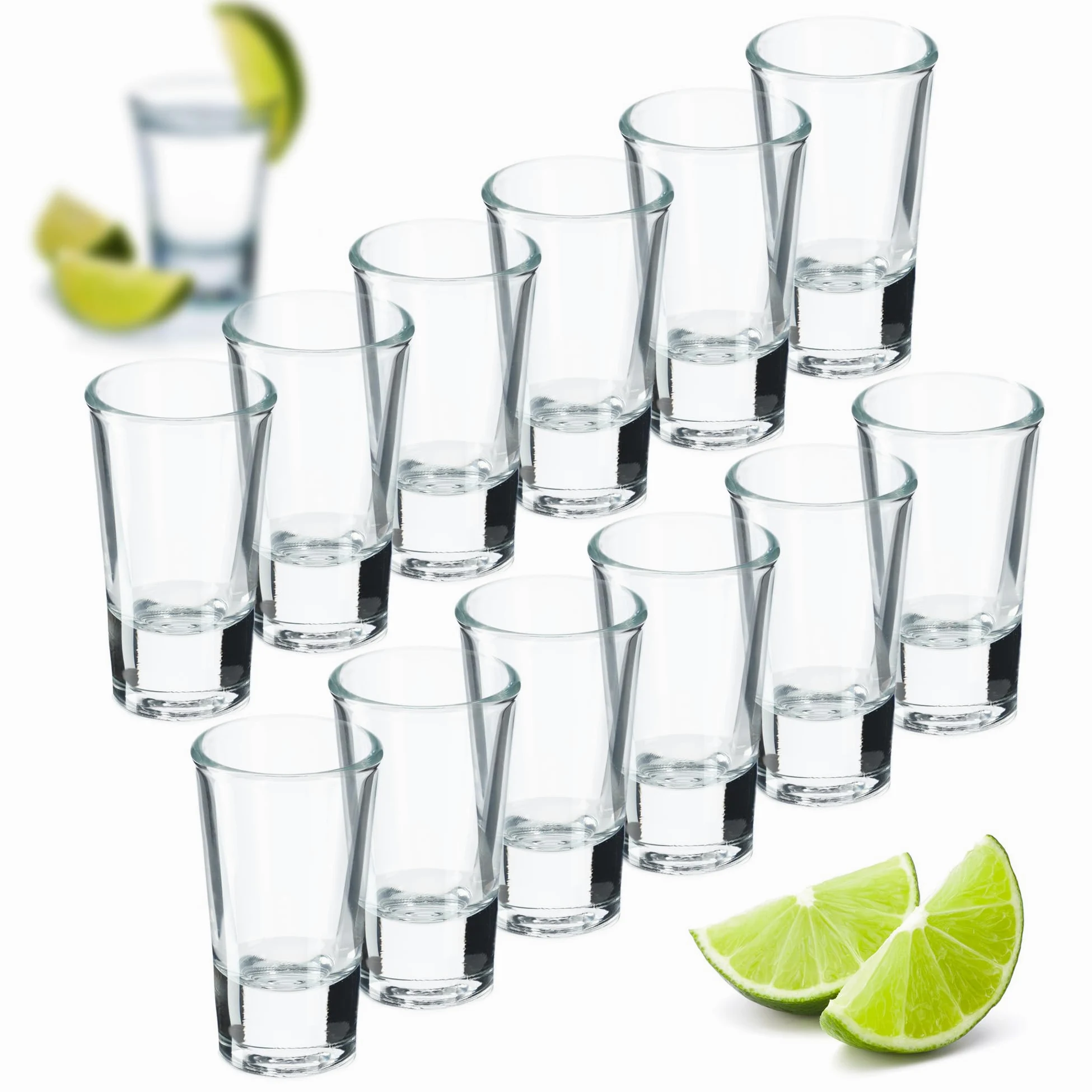 KADAX Zestaw 12 kieliszków do wódki, likierów i tequili, klasyczne, bezołowiowe, przezroczyste szkło, nadaje się do mycia w zmywarce, do wódki, likierów i tequili