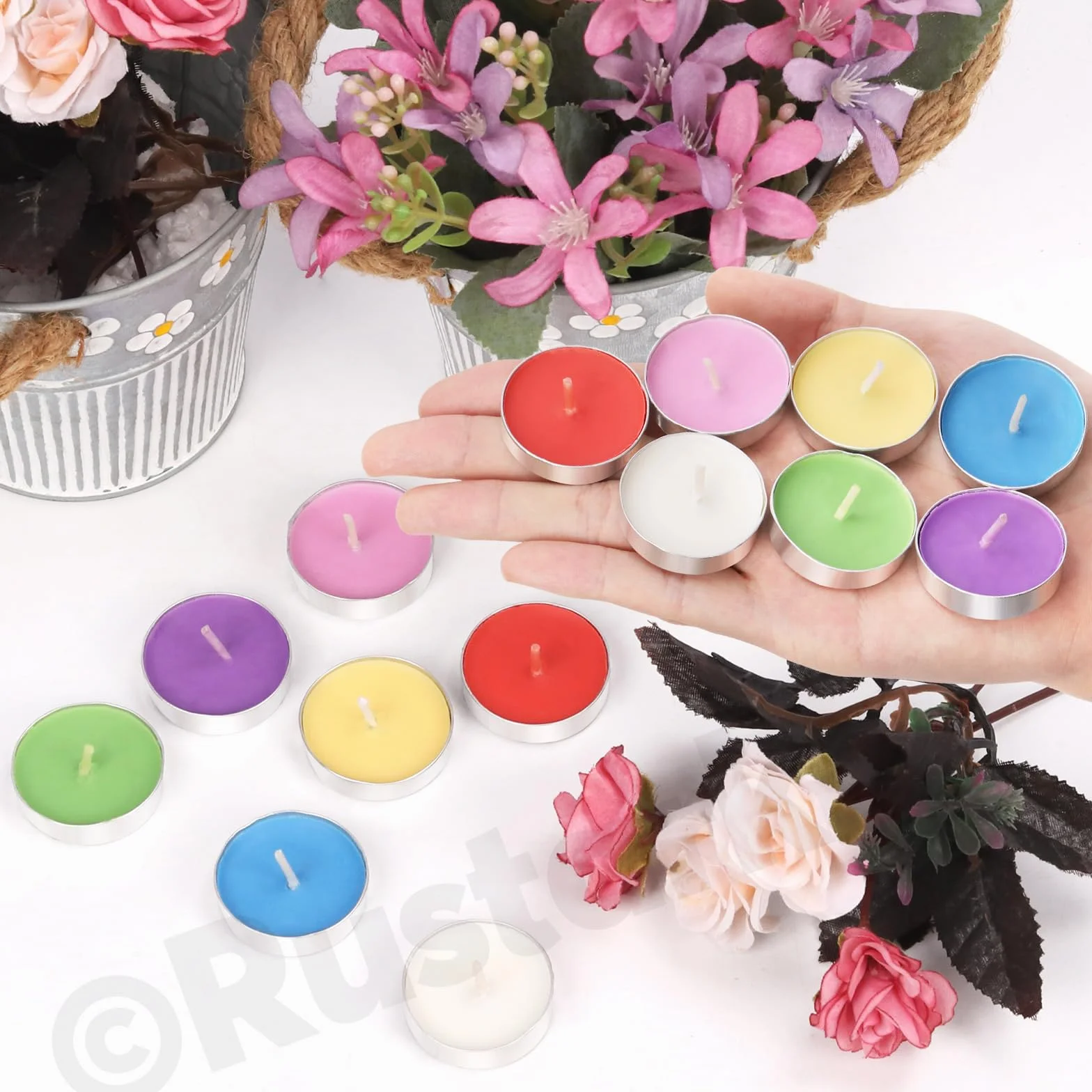 70Pcs Kolorowe mini Świeczki Tealight Zestaw bezzapachowych świeczek Długotrwała, niekapiąca parafinowa świeczka do pieczęci woskowej, pieczętowania listów, imprez, dekoracja rzemieślnicza