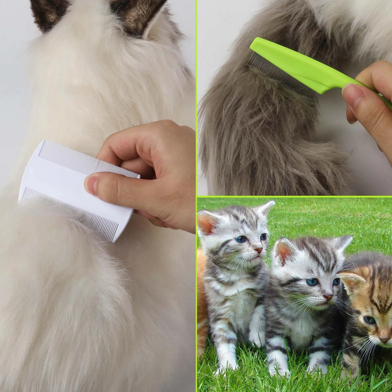 Grzebien Pchly Kotów Psów, Drobne Zeby Grzebien Wszy Usuwanie Plam Po Lzach Plastik Stali Nierdzewnej Magiczne Czyszczenie Siersci Zwierzat Domowych Narzedzia Pielegnacji Szczotka(Zielony)