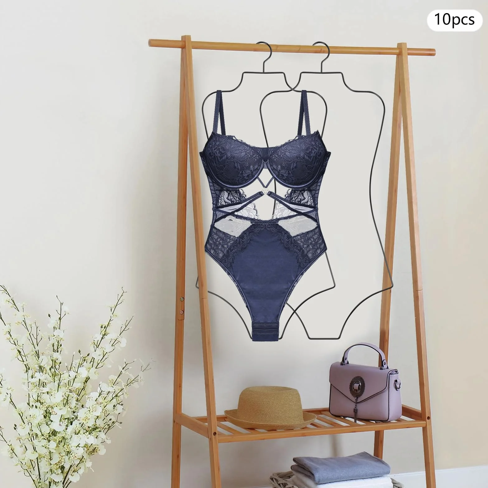 10-częściowy wieszak na ubrania do kostiumu kąpielowego, do ekspozycji bikini, stylowy pałąk druciany o kształcie ciała, składany, do przechowywania i prezentacji bikini i kostiumów