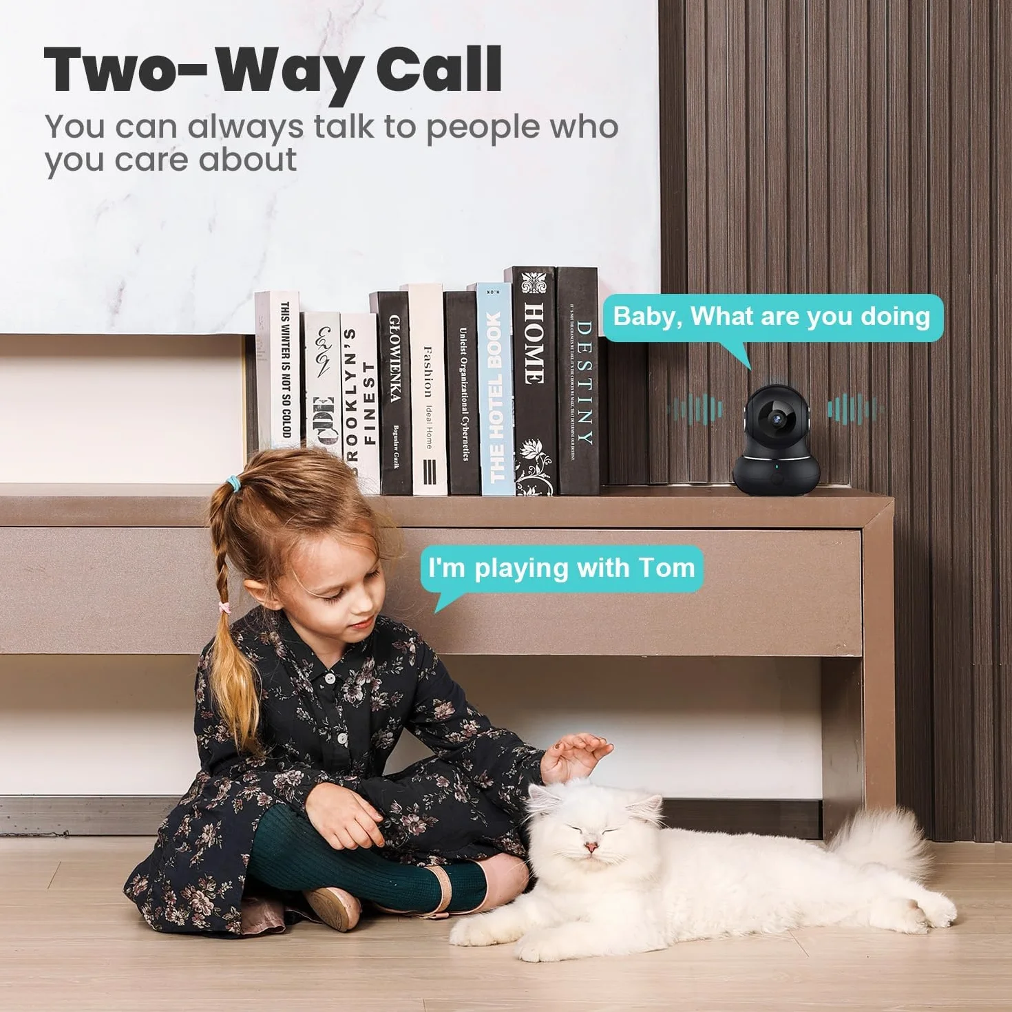 Little Elf Smart Kamera Monitoringowa 2K 360° z Czujnikiem Ruchu, Widoczność w Nocy, Dwukierunkowe Audio, Wi-Fi IP dla Psów, Kompatybilna z Alexa