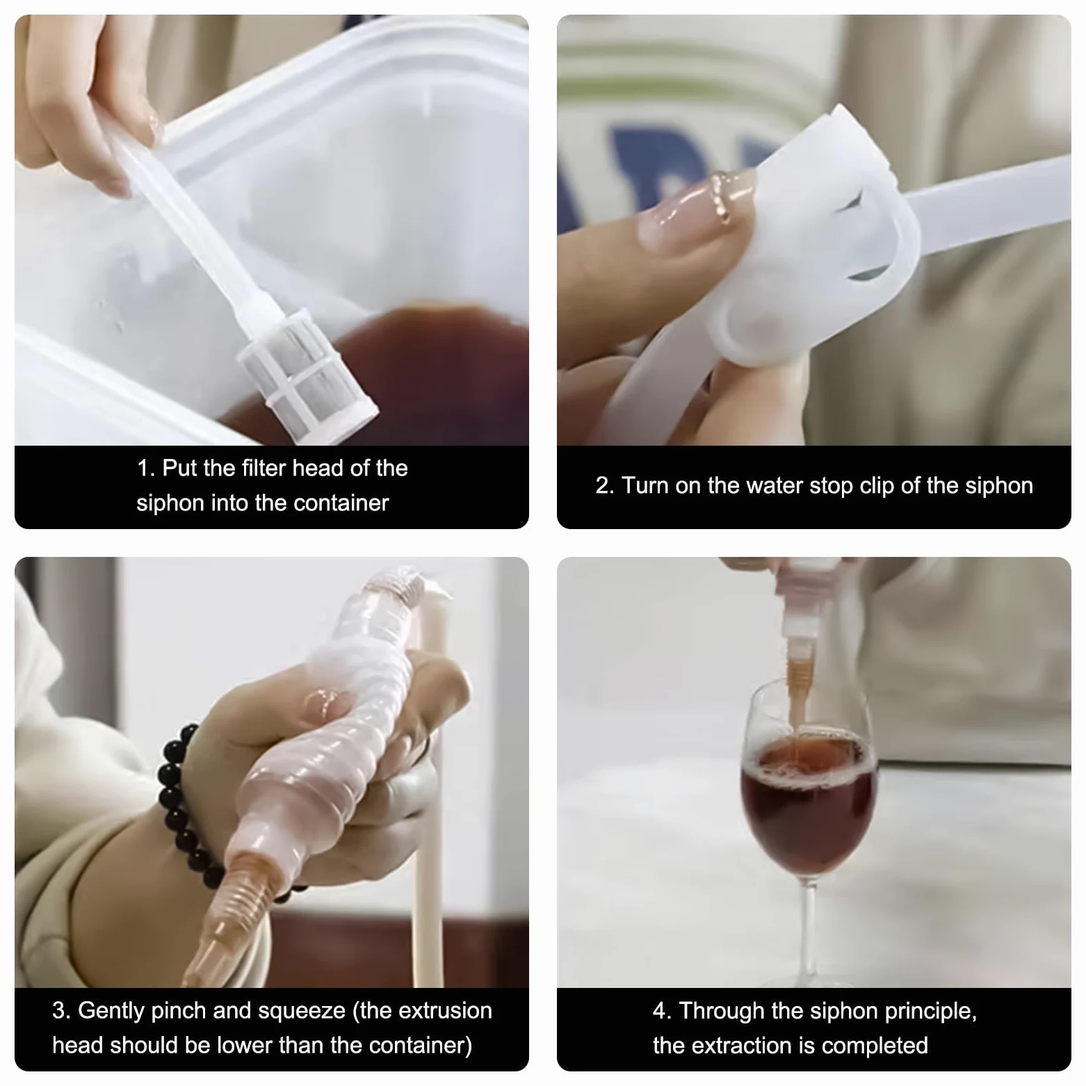 volumoon Syfon z filtrem z miękką rurką, filtr do parzenia syfonu ręcznego z filtrem, wielokrotnego użytku rura filtrująca do syfonu piwa, plastikowa pompa syfonowa do produkcji piwa i wina (270 cm)