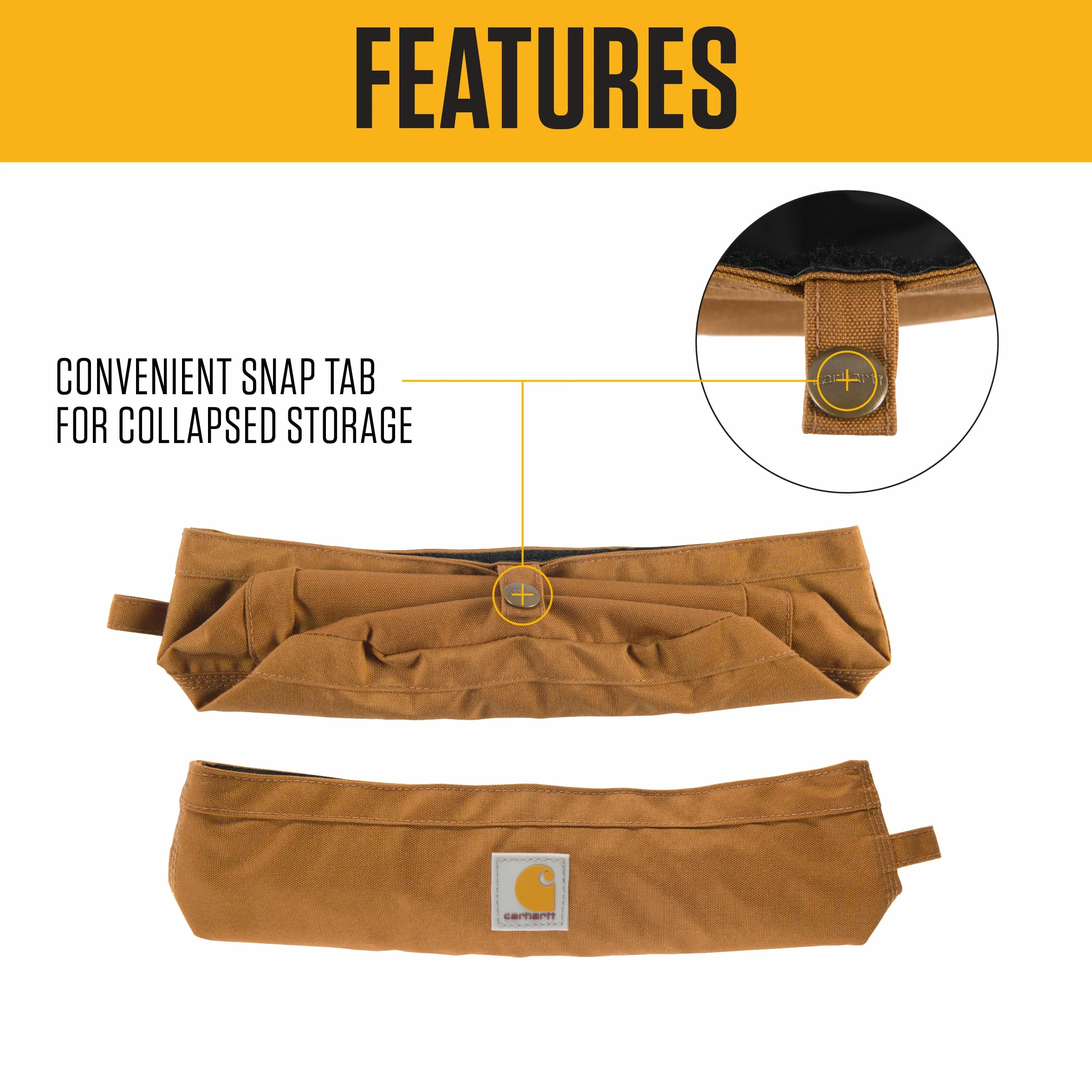 Carhartt Nylonowa miska podróżna dla psa, pakowalna miska dla psa na jedzenie i wodę, Carhartt Brown, pojemność 10 filiżanek