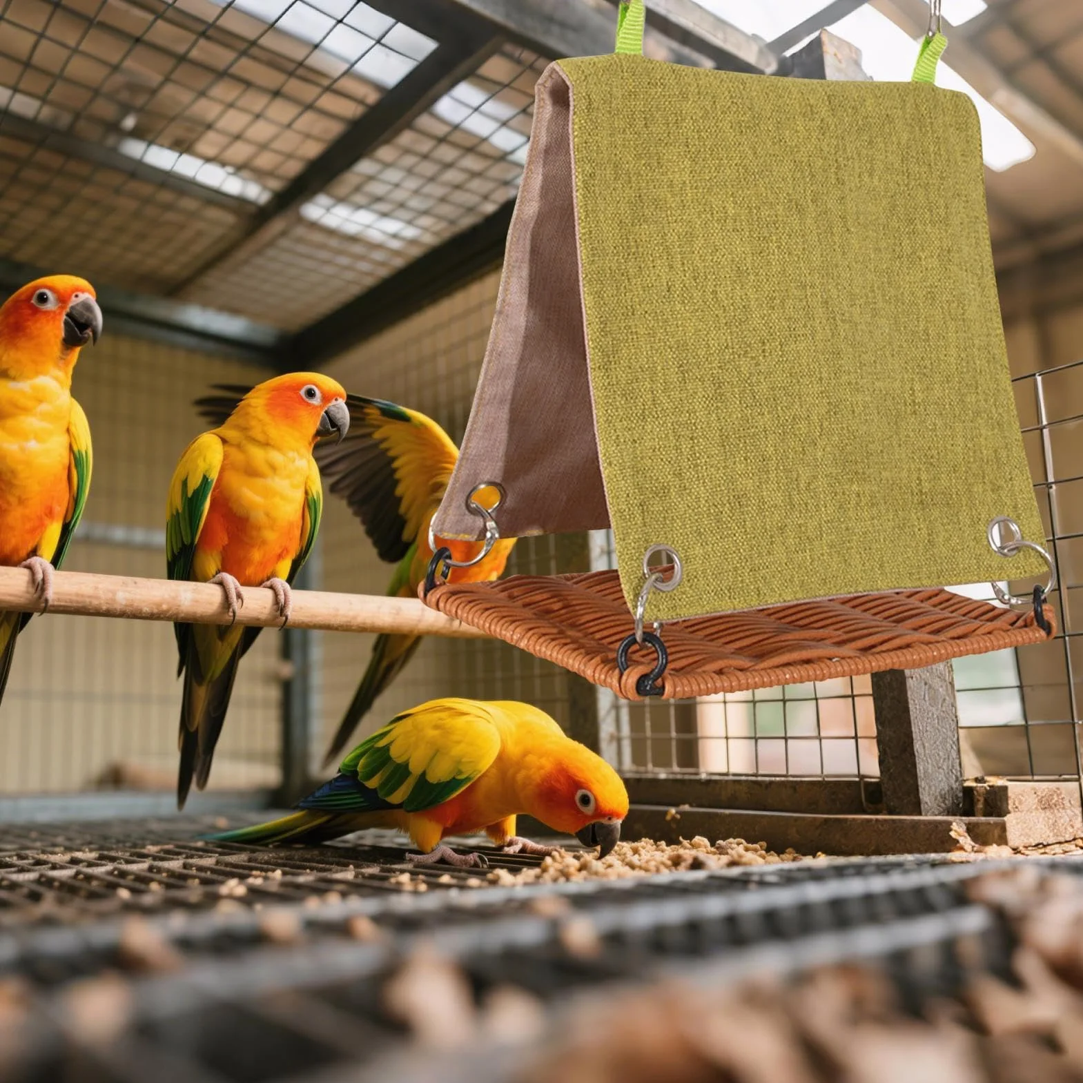 Rattan Swing Bird Hut Hammock 5.91x3.94x5.51 inches Cozy Nest Cage Accessory for Lovebirds Parakeets Cockatiels Budgies
