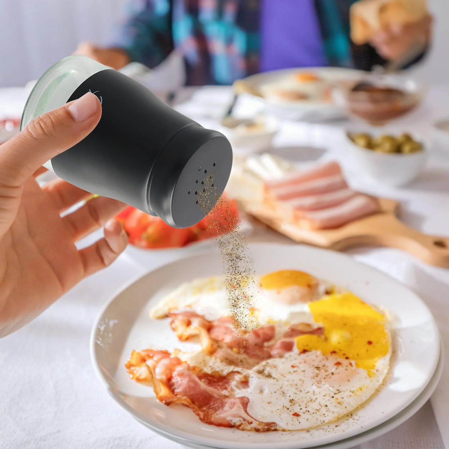 Zestaw solniczki i pieprzniczki ze stali nierdzewnej, do wielokrotnego napełniania, 120 ml, z przezroczystym szklanym spodem, solniczka, pieprzniczka, zestawy do kuchni, grilla, restauracji, na