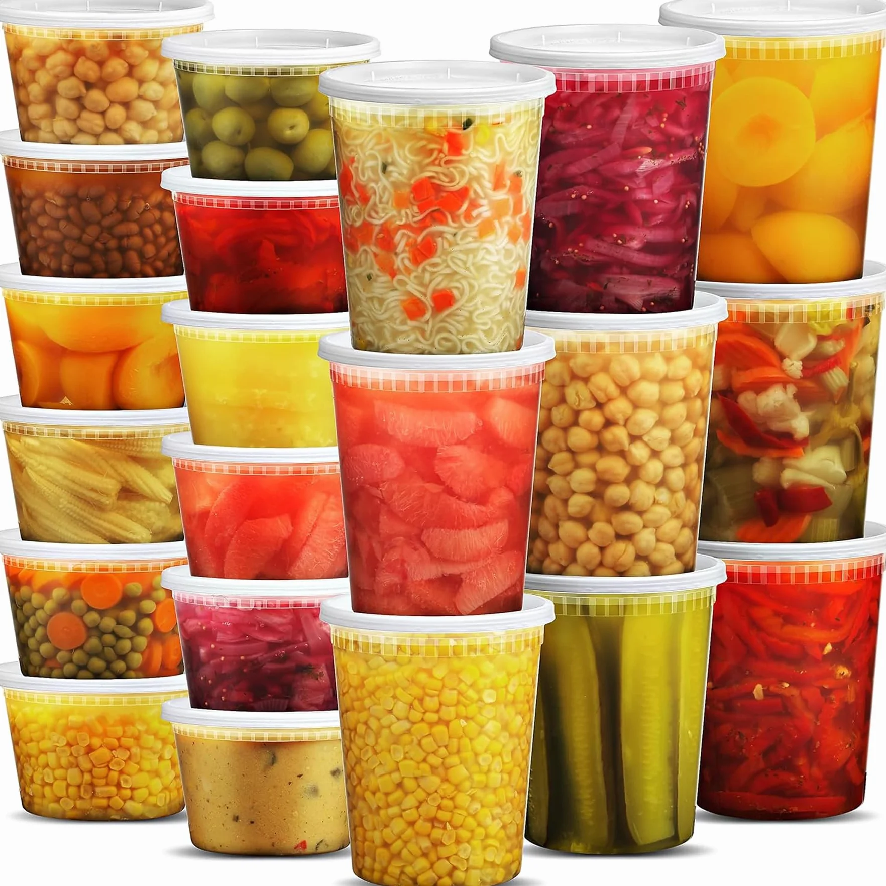 Pojemniki do przechowywania żywności JoyServe Deli z pokrywkami – 48 zestawów (24×946 ml & 24×473 ml), plastikowe, hermetyczne, bez BPA, do posiłków na wynos, do zmywarki i mikrofalówki