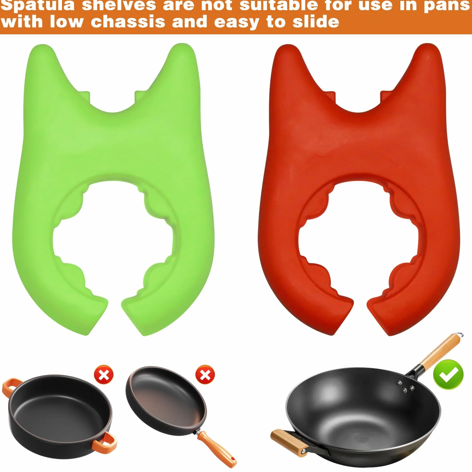 2 szt. Uchwyt na patelnię Spoon, Heat Resistance Spatula Bracket Clips, Silicone Pot Spoon Holder Pot Clip Holder for Pot, Kitchen Gadget…