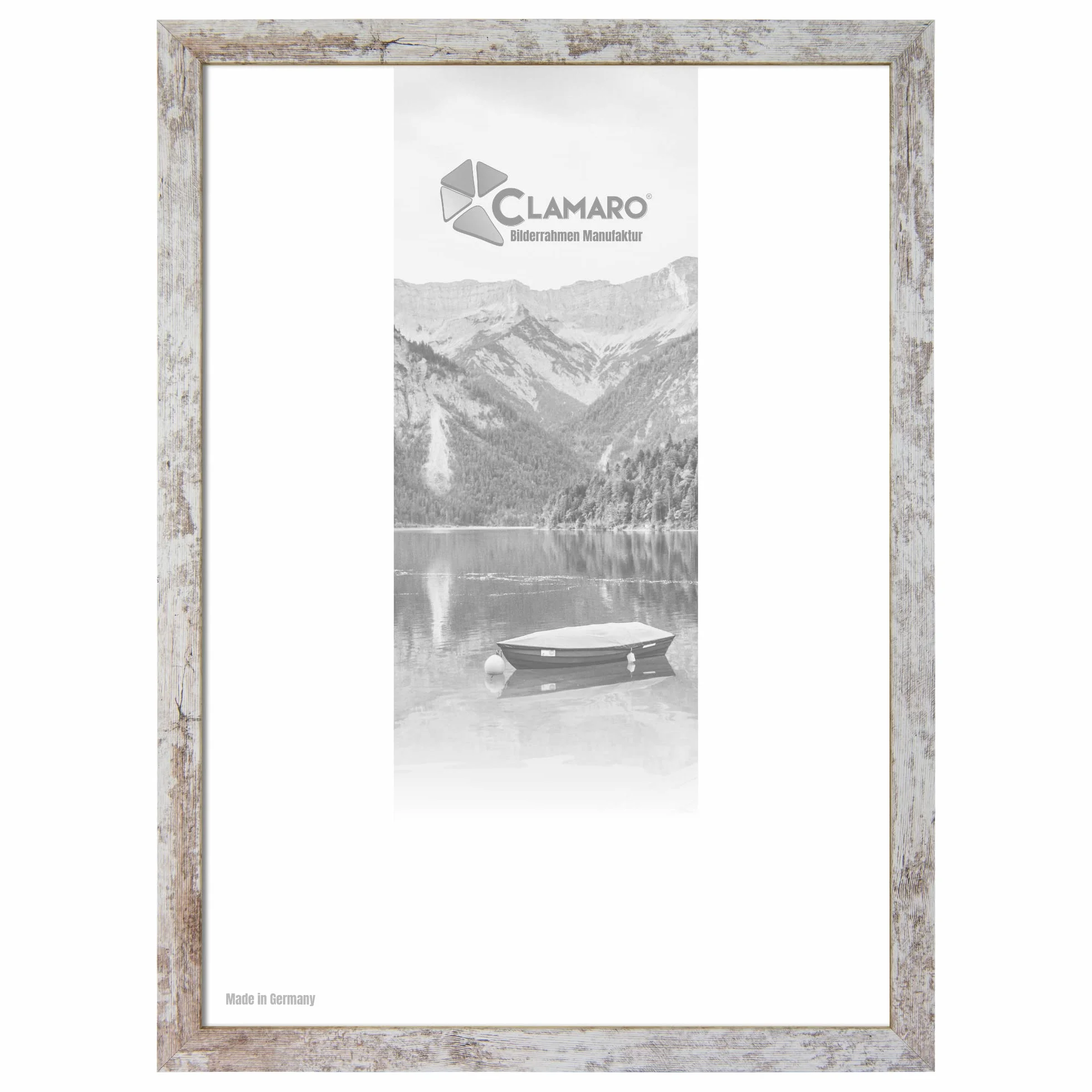 CLAMARO "COLLAGE" Niestandardowa ręcznie robiona ramka na zdjęcia 84x98 | Vintage White | Nowoczesna prostokątna drewniana ramka na zdjęcia MDF ze szkłem akrylowym, tylnym panelem i systemem