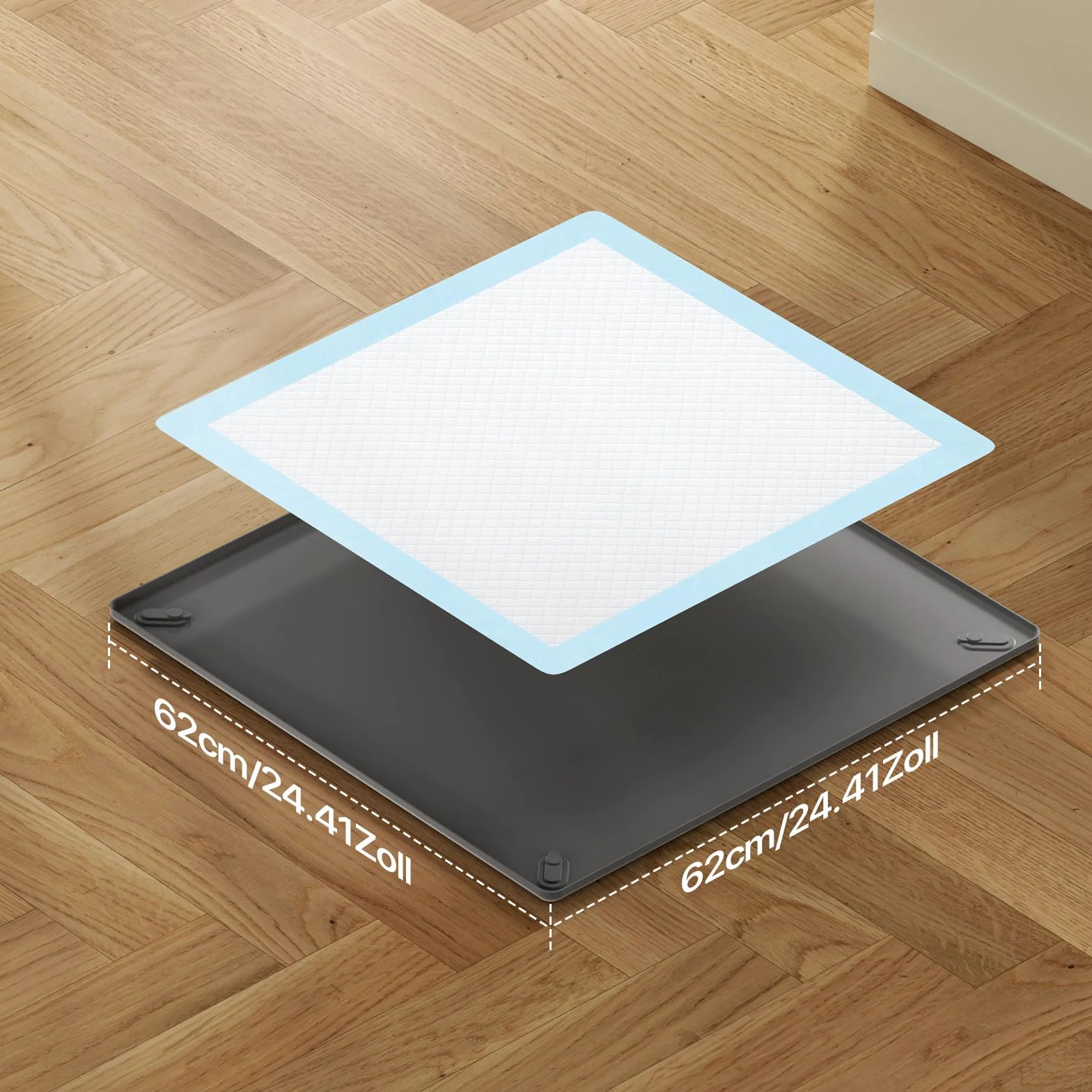 Zestaw 40 Sztuk Podkładek dla Psów (Wraz Z Silikonowymi Wkładami), Antypoślizgowe Podkładki Treningowe o Wymiarach 62×62 cm, 5-Warstwowa Ochrona Przed Wyciekaniem, Wysoka Chłonność, Szybkoschnące