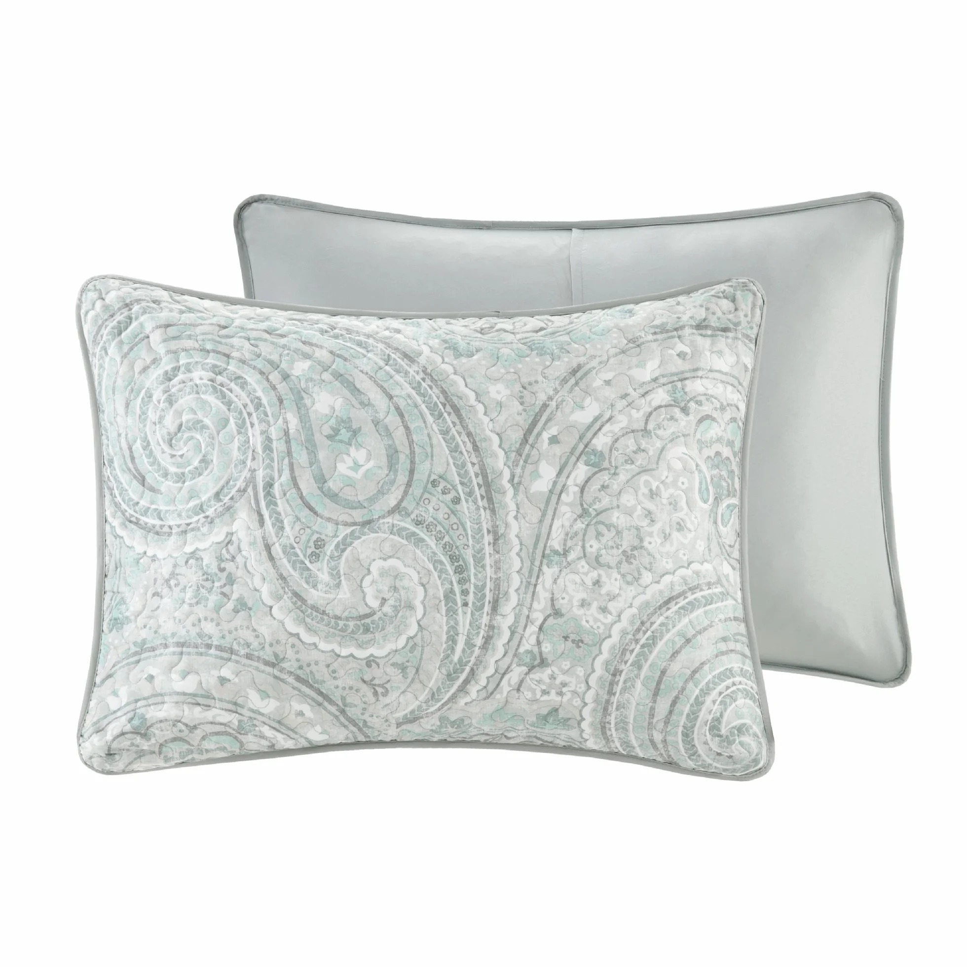 Comfort Spaces Zestaw kołder - modna letnia poszewka Paisley, przytulna narzuta, lekka całoroczna warstwa pościeli na zimę, pasujące szamy, King/Cal King, Kashmir Paisley Blue