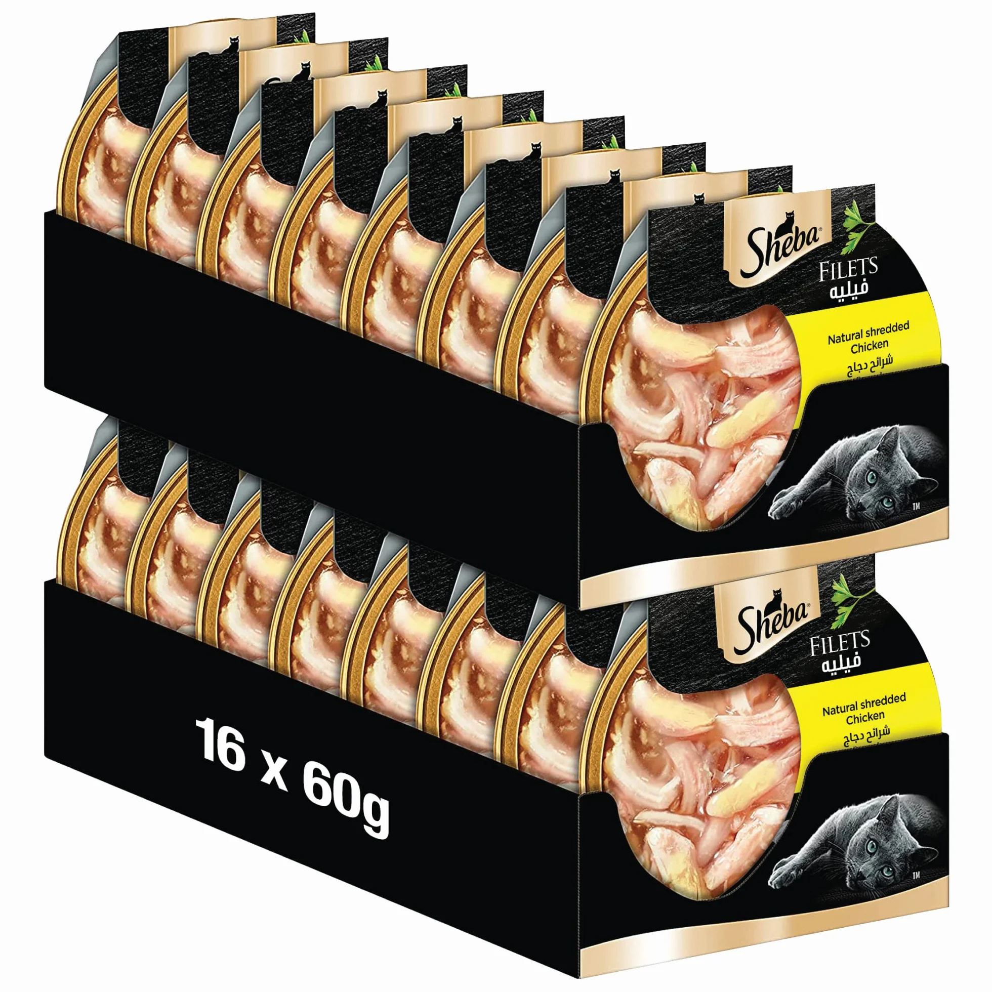 SHEBA Miska na mokrą karmę dla kotów filety naturalny kurczak 16 x 60 g
