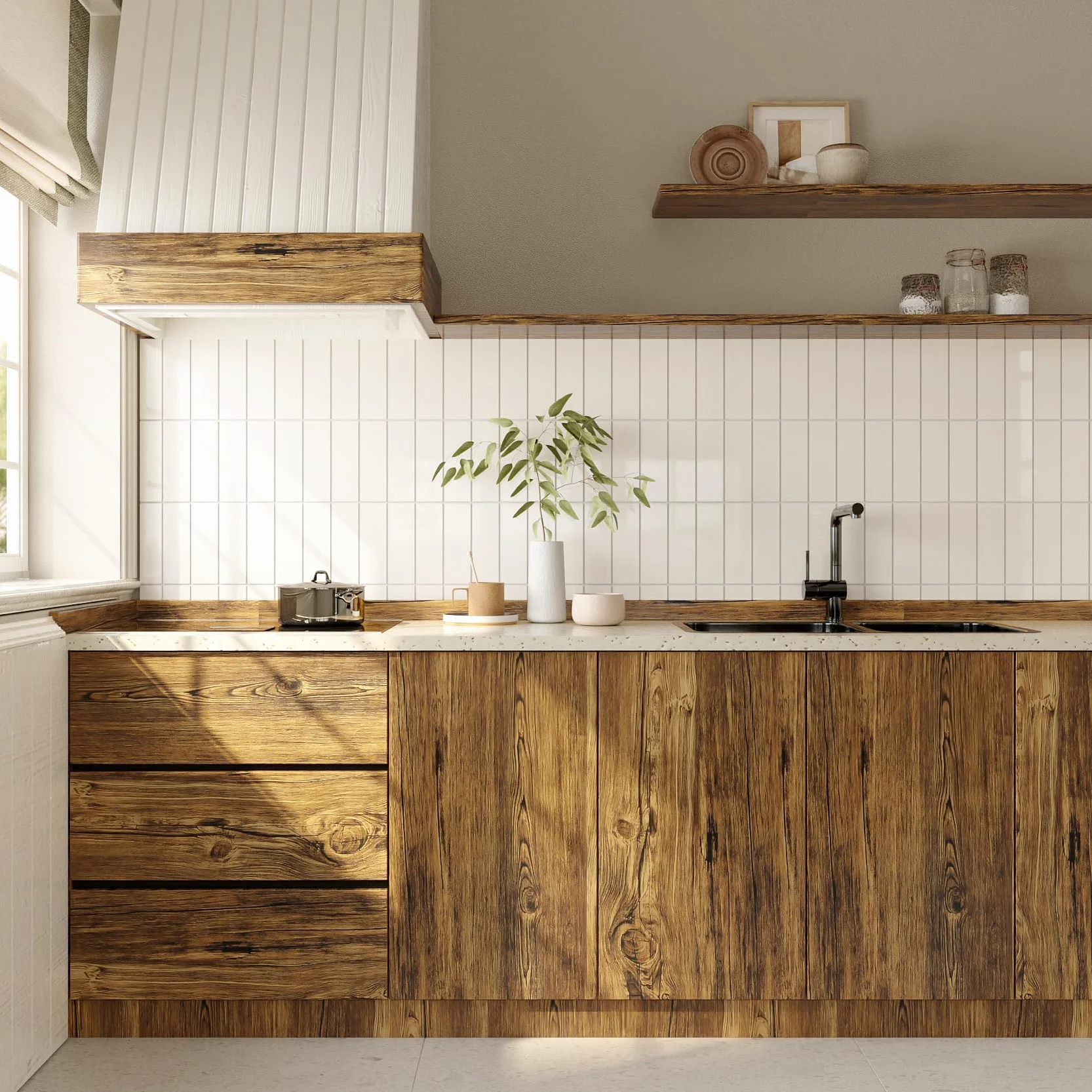 Yenhome Klej winylowy do mebli, efekt brązowego drewna, 60 x 1000 cm, winylowy blat, kuchnia, żaroodporny, samoprzylepny papier do mebli łazienkowych, tapeta, ciemne drewno, na stół, biuro, księgarnię