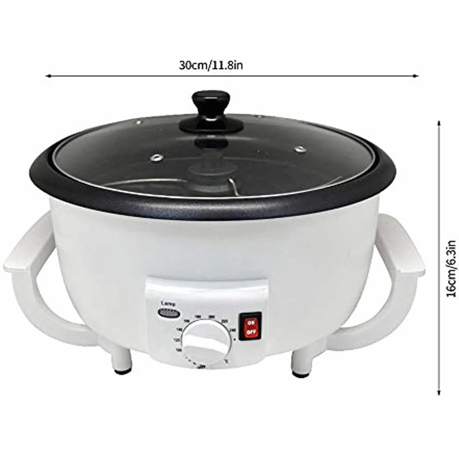 800 G Elektryczna maszyna do pieczenia ziaren kawy Domowa maszyna do pieczenia kawy Mała patelnia ze stali nierdzewnej do pieczenia kawy, surowej fasoli, orzeszków ziemnych, ziaren, przypraw (kolor: termostat)