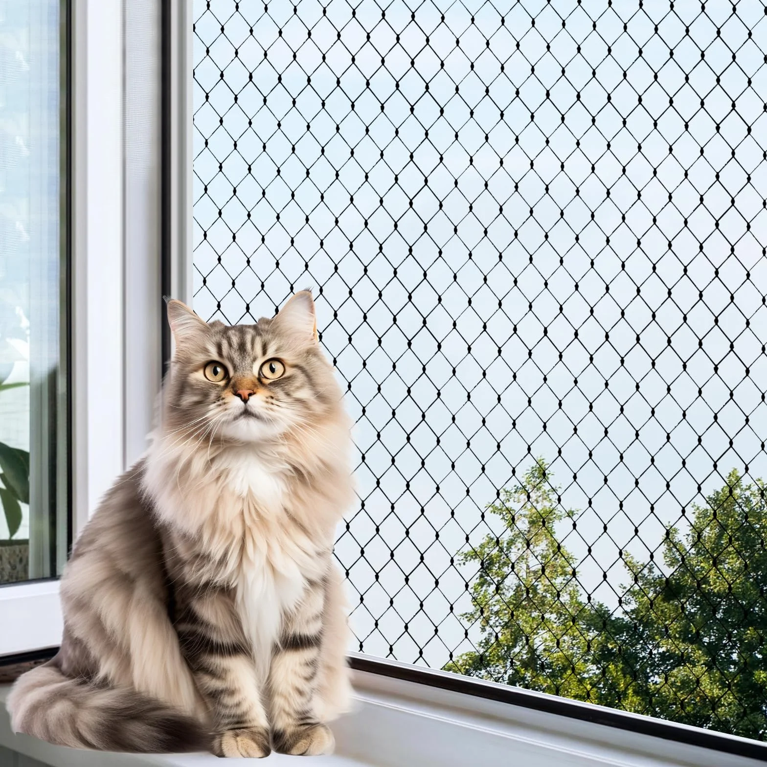 Siatka ochronna dla kota na balkon 3x4m czarna z liną mocującą