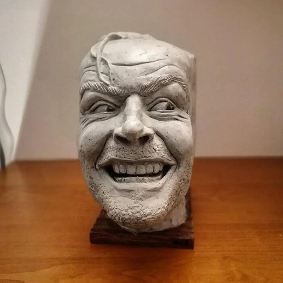 Podpórki do książek, rzeźba świecącej podpórki do książek – Library Here rzeźba Johnny'ego, żywica syntetyczna, ornament na biurko (białe)