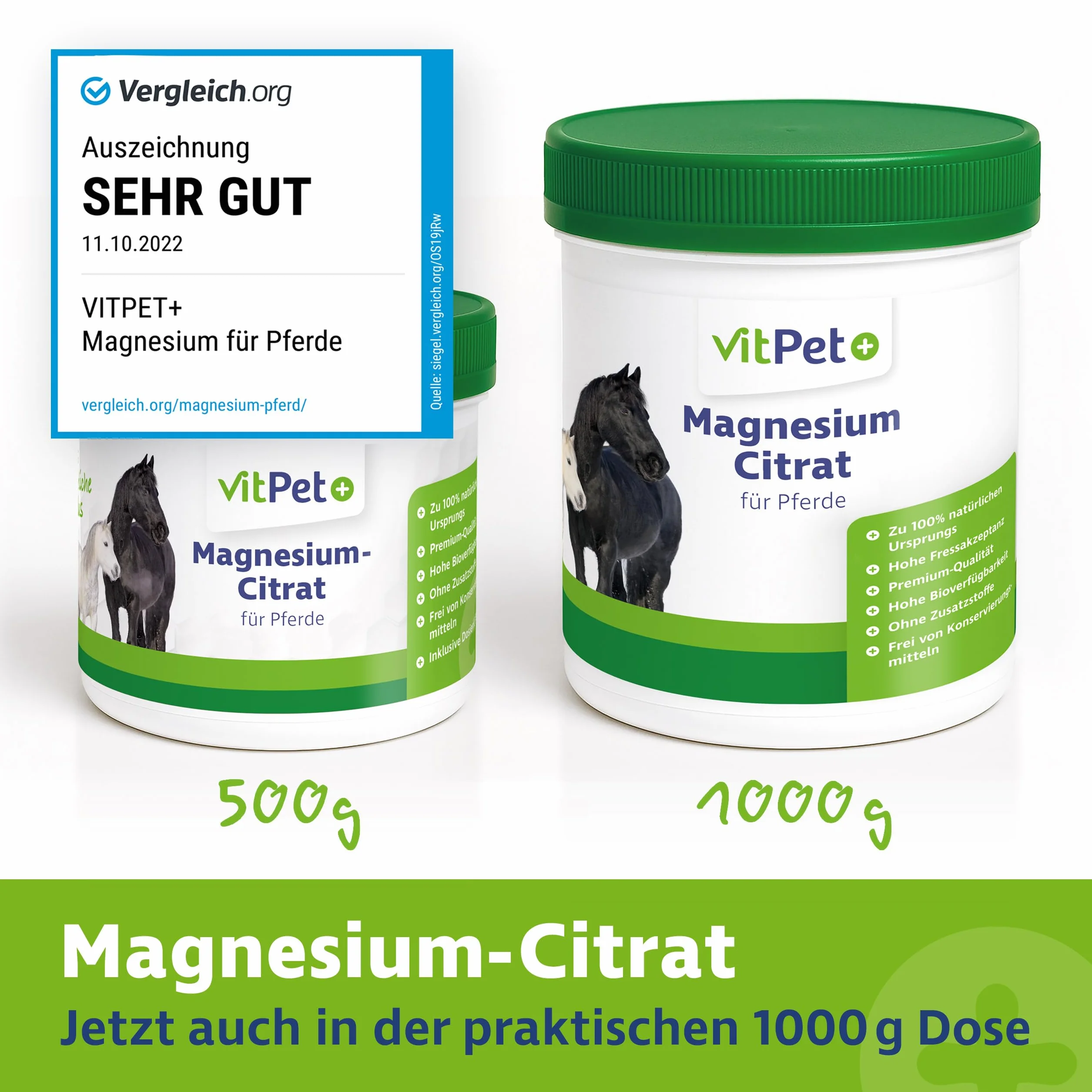 Cytrynian magnezu dla koni 1000 g proszek z łyżeczką dozującą