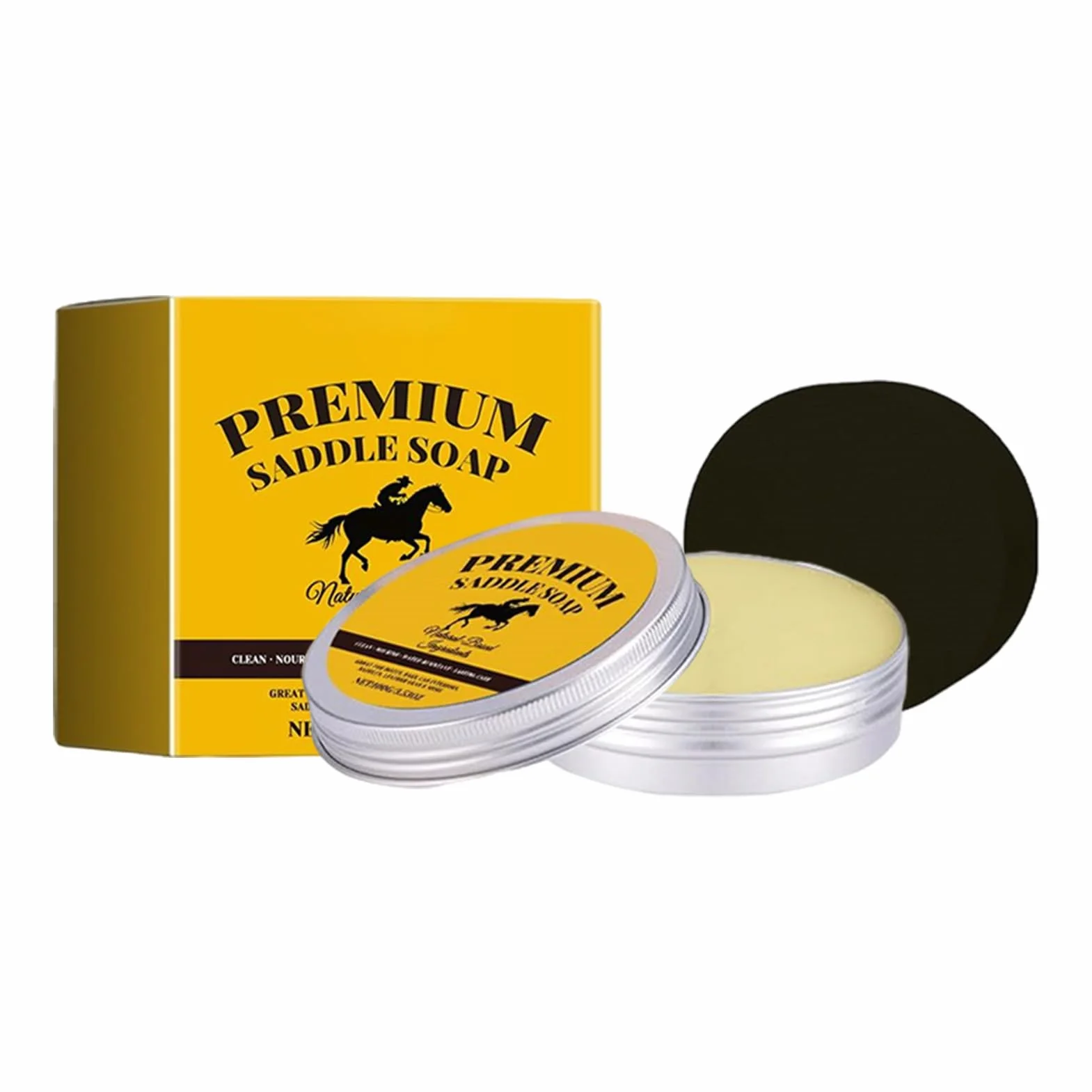 Saddle Soap Leather Conditioner 100g Boot Cleaner ABS Case With Sponge