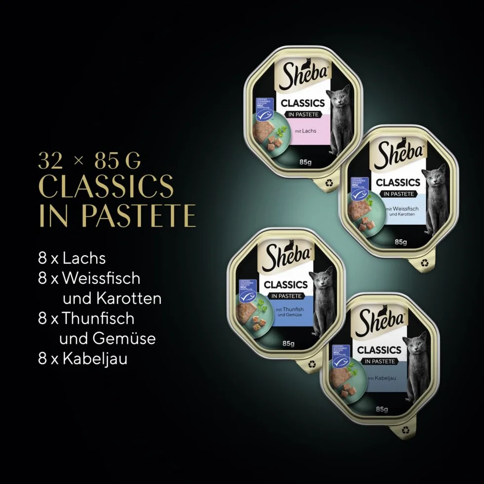 Sheba Classics In Pastetete Karma dla Kotów, Pasztet Rybny, 85 g