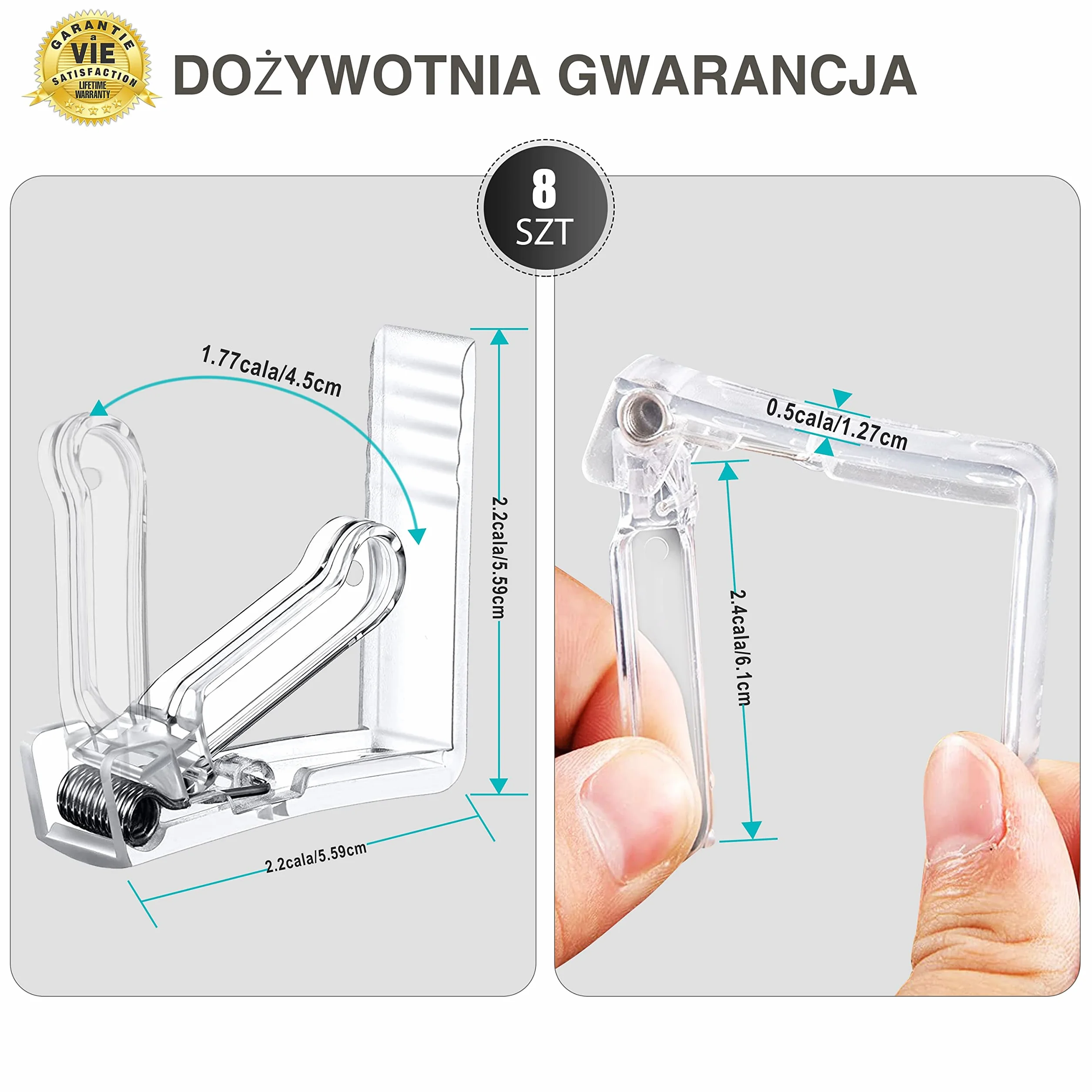 Klipsy do Obrusów - 8-Pak - ✮DOŻYWOTNIA GWARANCJA✮ - Spinki do Obrusa, Klamry z Przezroczystego Tworzywa Sztucznego - Klamerki do Obrusu Idealne na Imprezę, Wesele, Piknik, Grilla w Ogrodzie