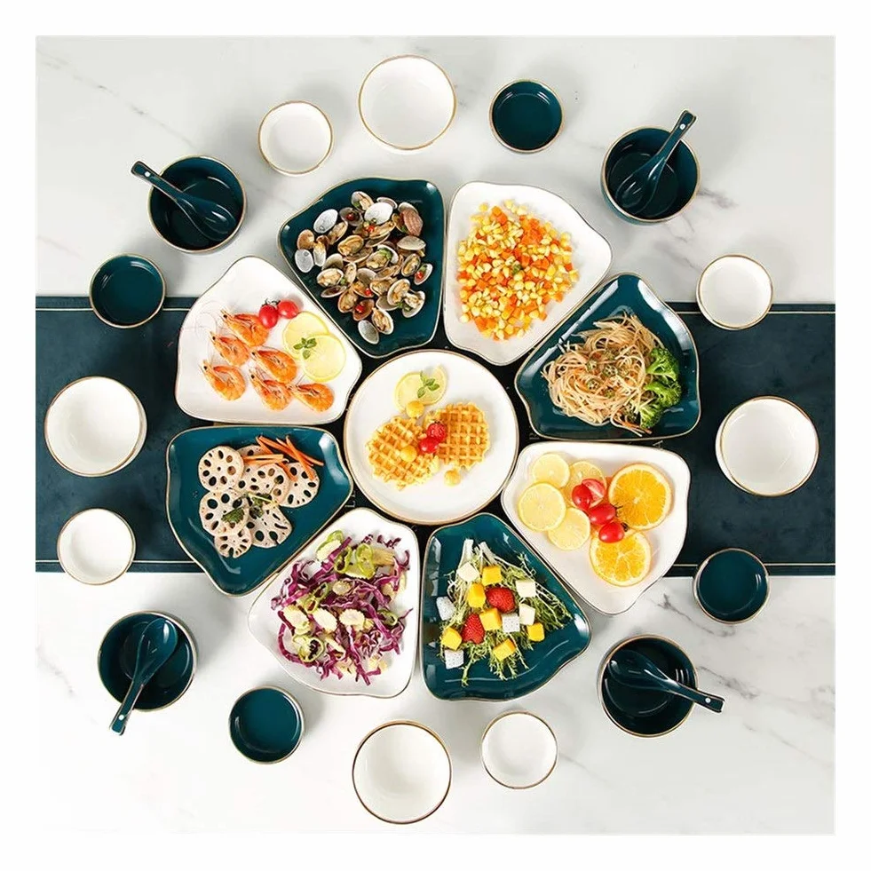Zestaw obiadowy z delikatnej porcelany – 16-częściowy serwis kuchenny i gastronomiczny bez BPA, nadaje się do mycia w zmywarce, zastawa stołowa dla rodziny i przyjaciół, elegancka dekoracja willi