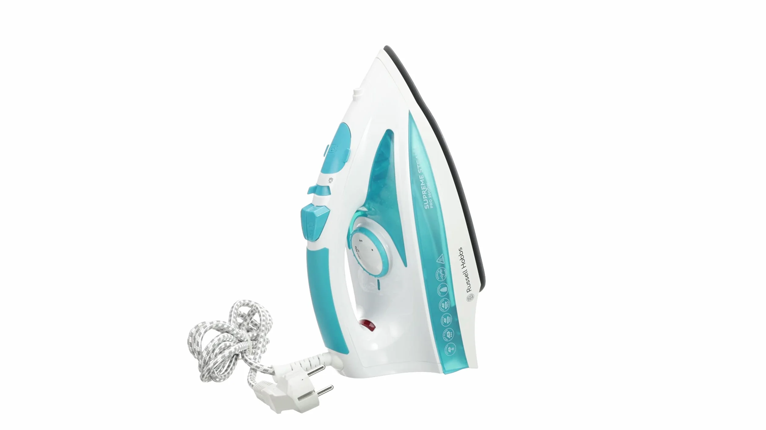 Russell Hobbs żelazko parowe 2600W, uderzenie pary 210g, strumień pary 70 g/min, Steamglide Pro (zbiornik na wodę 300ml, ceramiczna stopa, funkcja samoczyszczenia, blokada kapania) 20562-56