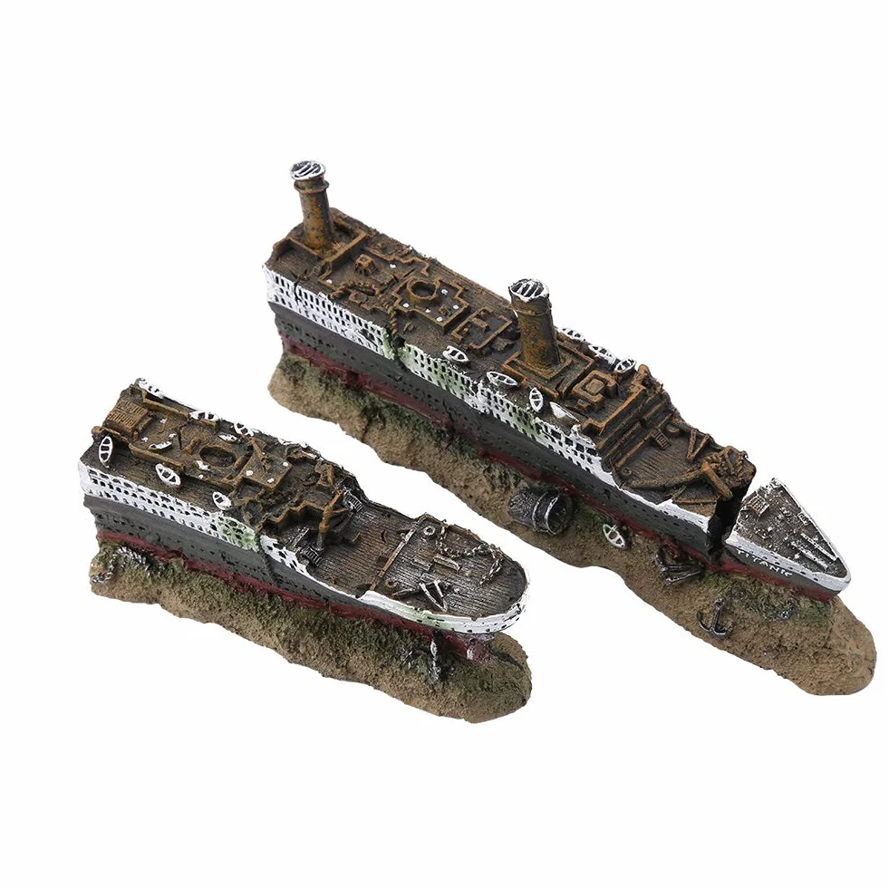 Titanic Model Wraku Statku Dekoracja Akwarium Ornament Ozdoby