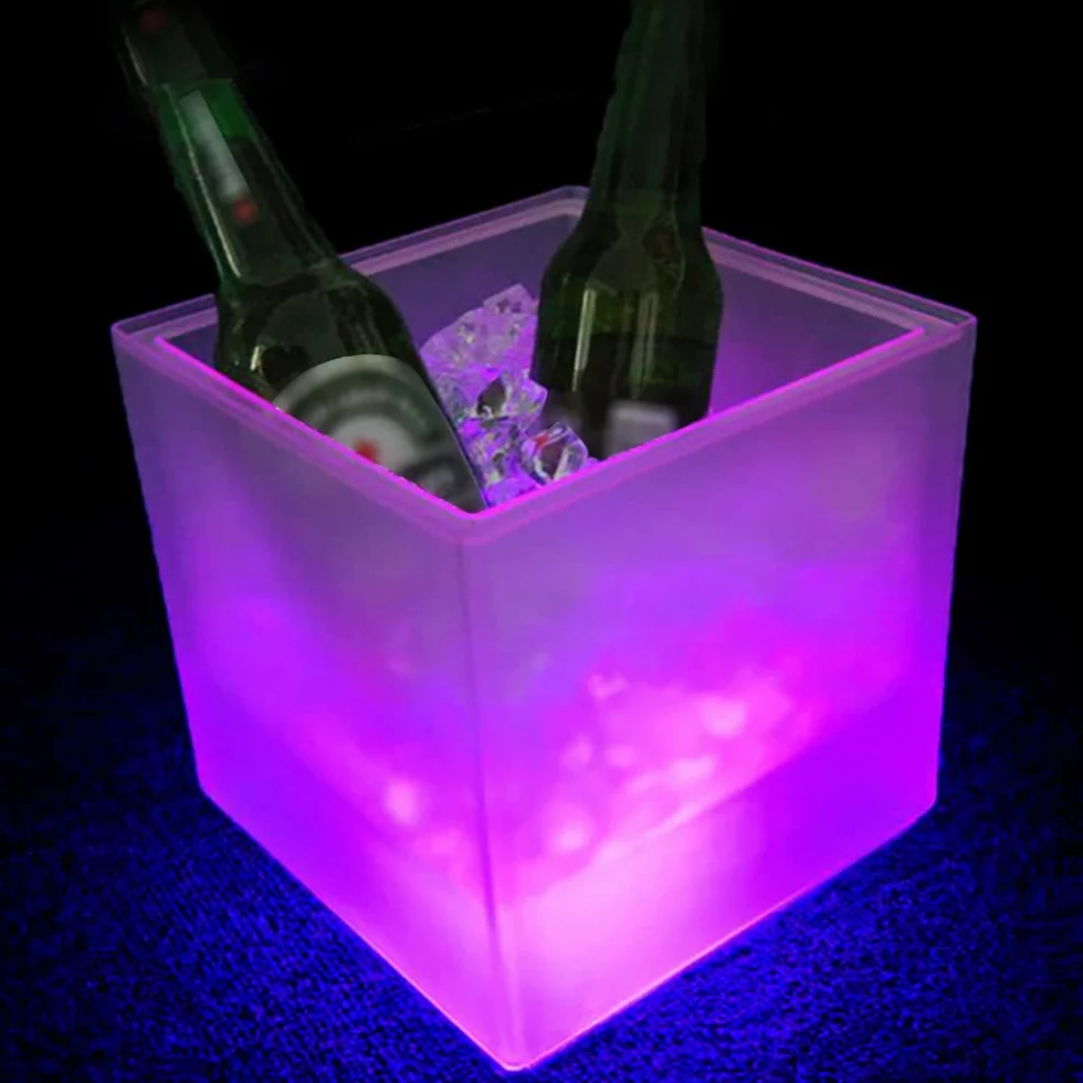 Pojemnik na lód LED, 3,5 l, chłodziarka do szampana, kolorowy LED, chłodzący szampan, szampan, wino, piwo, na imprezę, do baru lub klubu