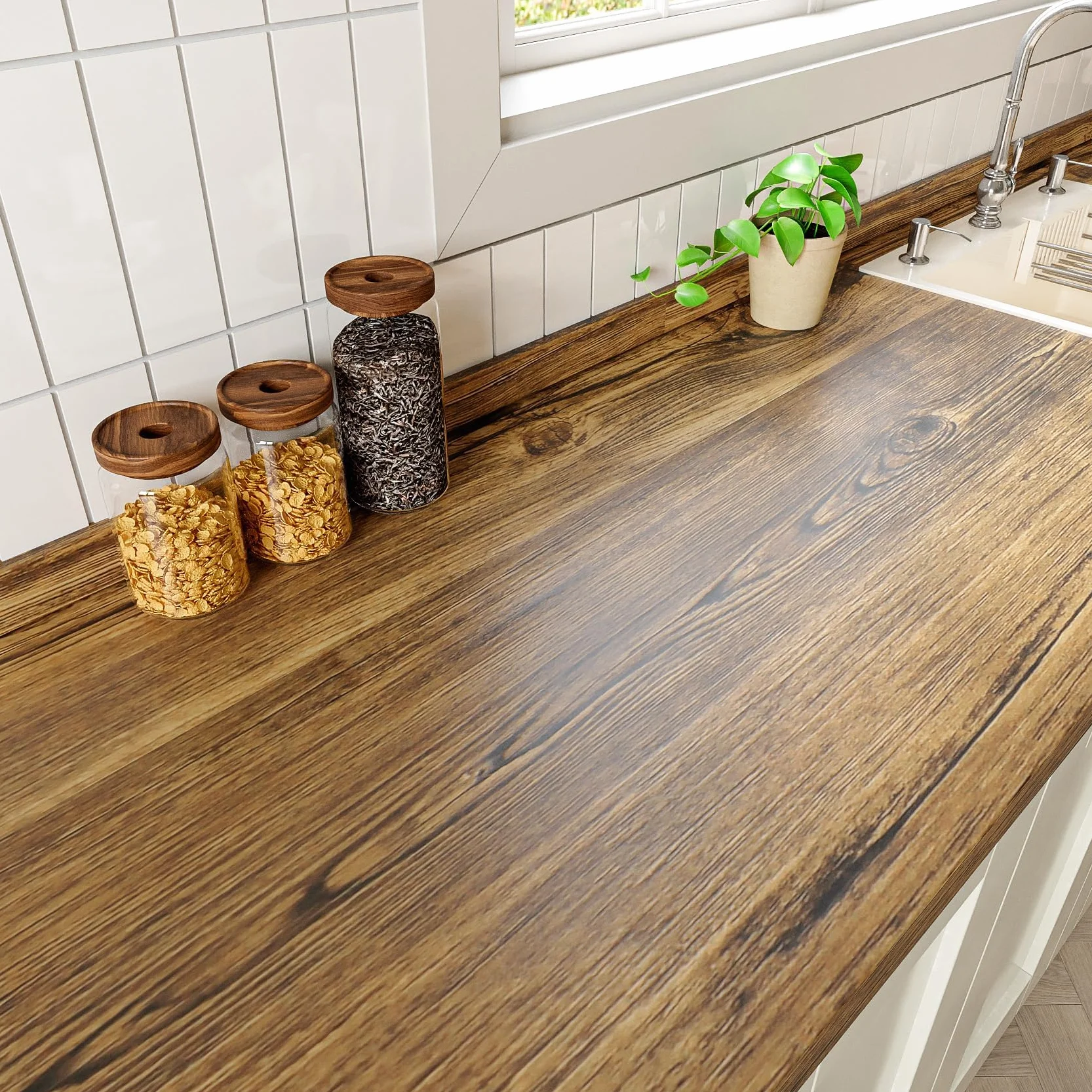 Yenhome Klej winylowy do mebli, efekt brązowego drewna, 60 x 1000 cm, winylowy blat, kuchnia, żaroodporny, samoprzylepny papier do mebli łazienkowych, tapeta, ciemne drewno, na stół, biuro, księgarnię