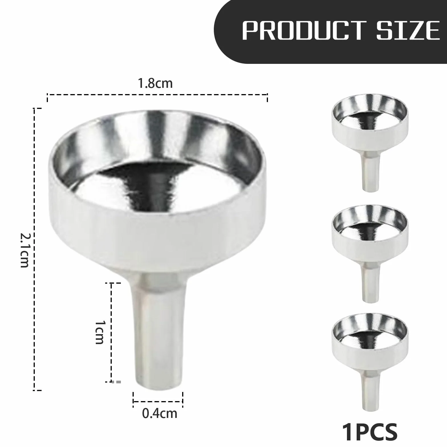 Moguri 3 małe lejki do napełniania butelek, mini lejki do napełniania z metalu, lejki aluminiowe do pojemników na wino dla płynów, kosmetyków, średnica otworu 1,8 cm