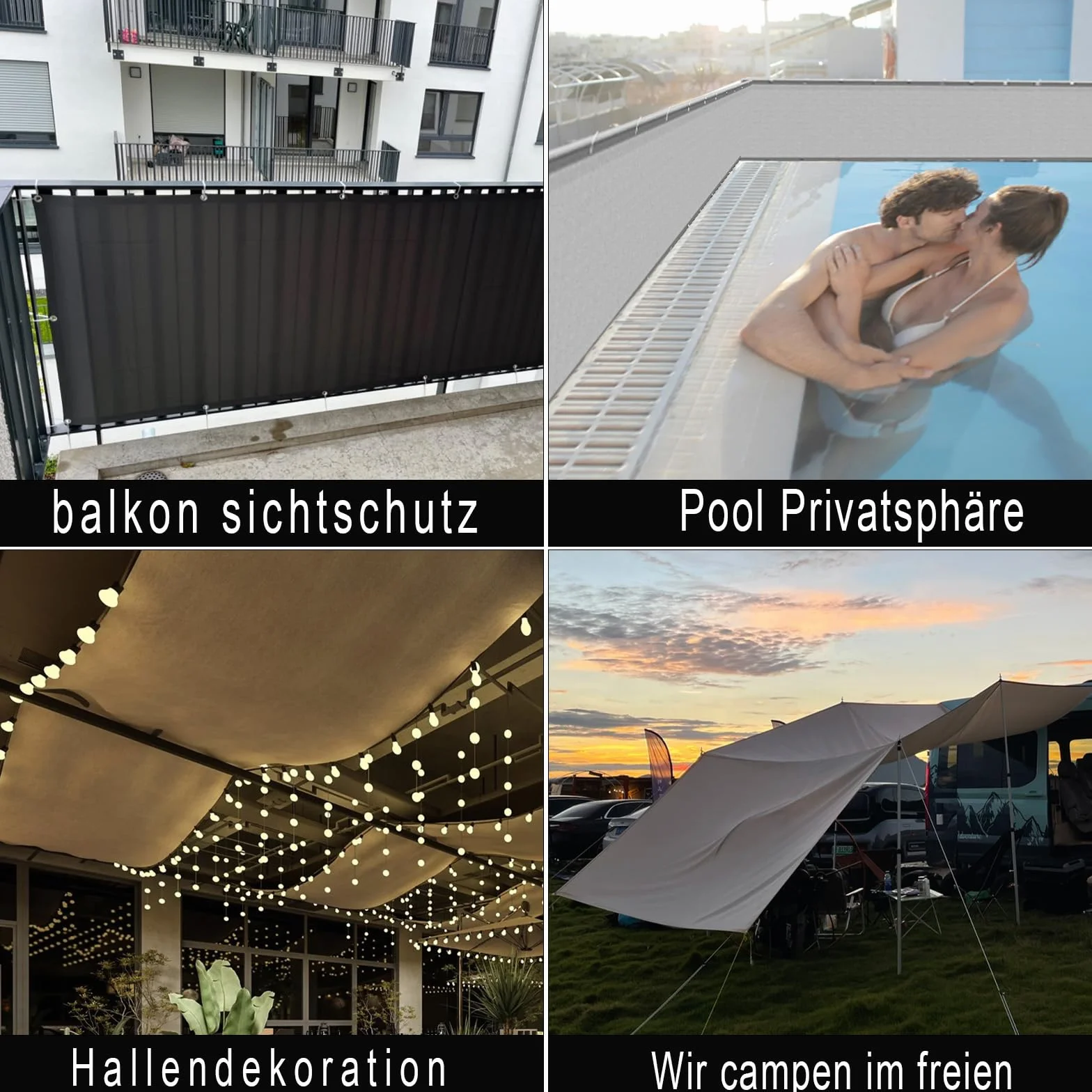 SUN BLOCK Balkon 100 x 300 cm, osłona balustrady balkonu na zewnątrz ochrona prywatności i bezpieczeństwa osłona ogrodzenia odpowiednia na balkon balustrady i ogród, beżowy