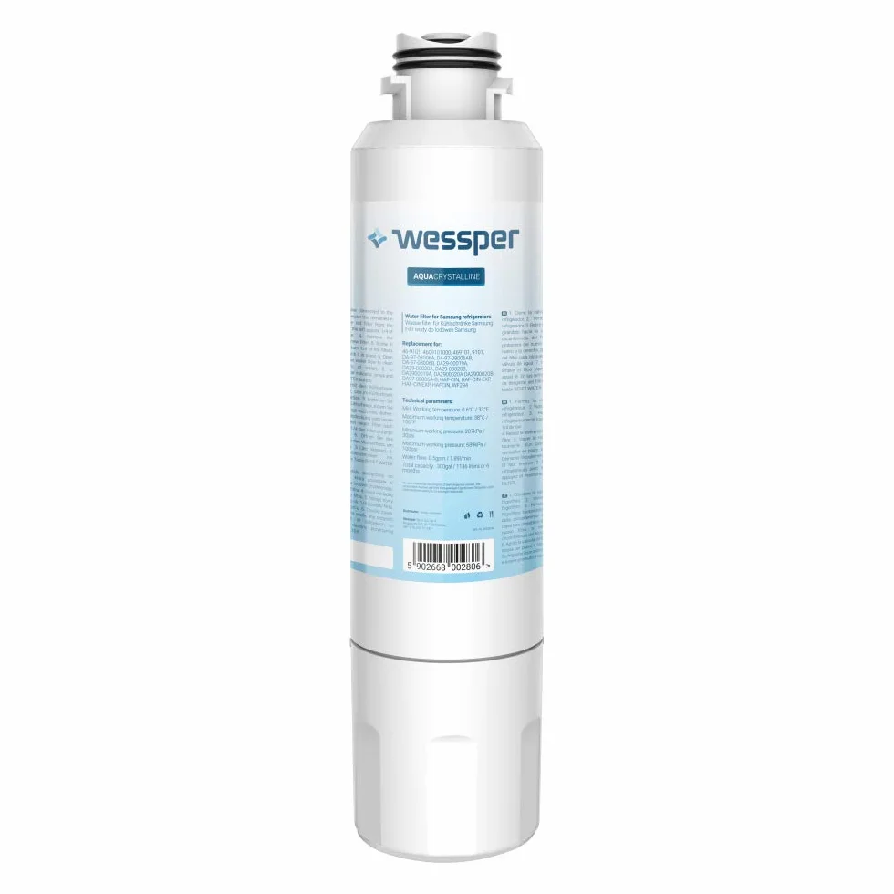 Wessper 2 x wkład filtrujący do wody kompatybilny z Samsung DA29-00020B, HAF-CIN/EXP, HAF-CIN, HAFCIN, DA97-08006A-B, DA97-08006A-E, DA97-08043ABC, DA29-00020A, 46-9101