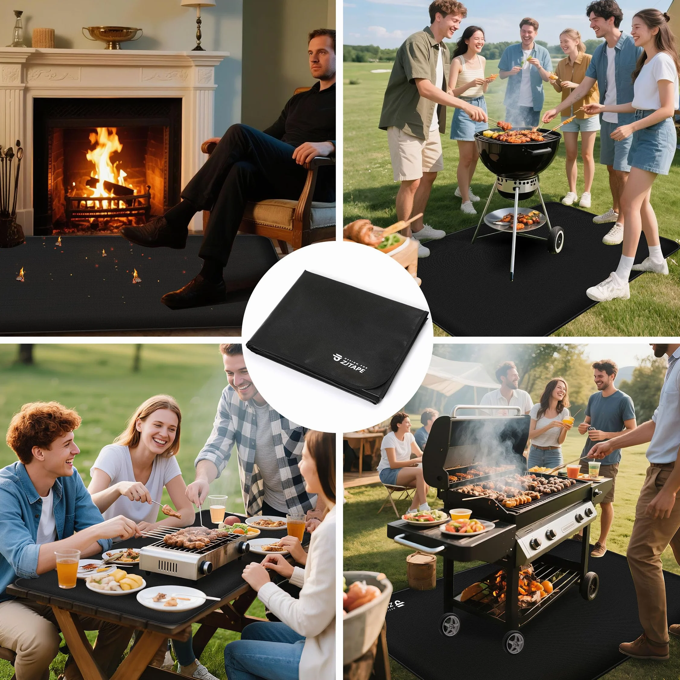 Ognioodporna podkładka, mata grillowa, grill gazowy – 160 x 90 cm, składana mata chroniąca przed wysoką temperaturą, podkładka pod grill, silikonowa mata z włókna szklanego, odporna na działanie wody