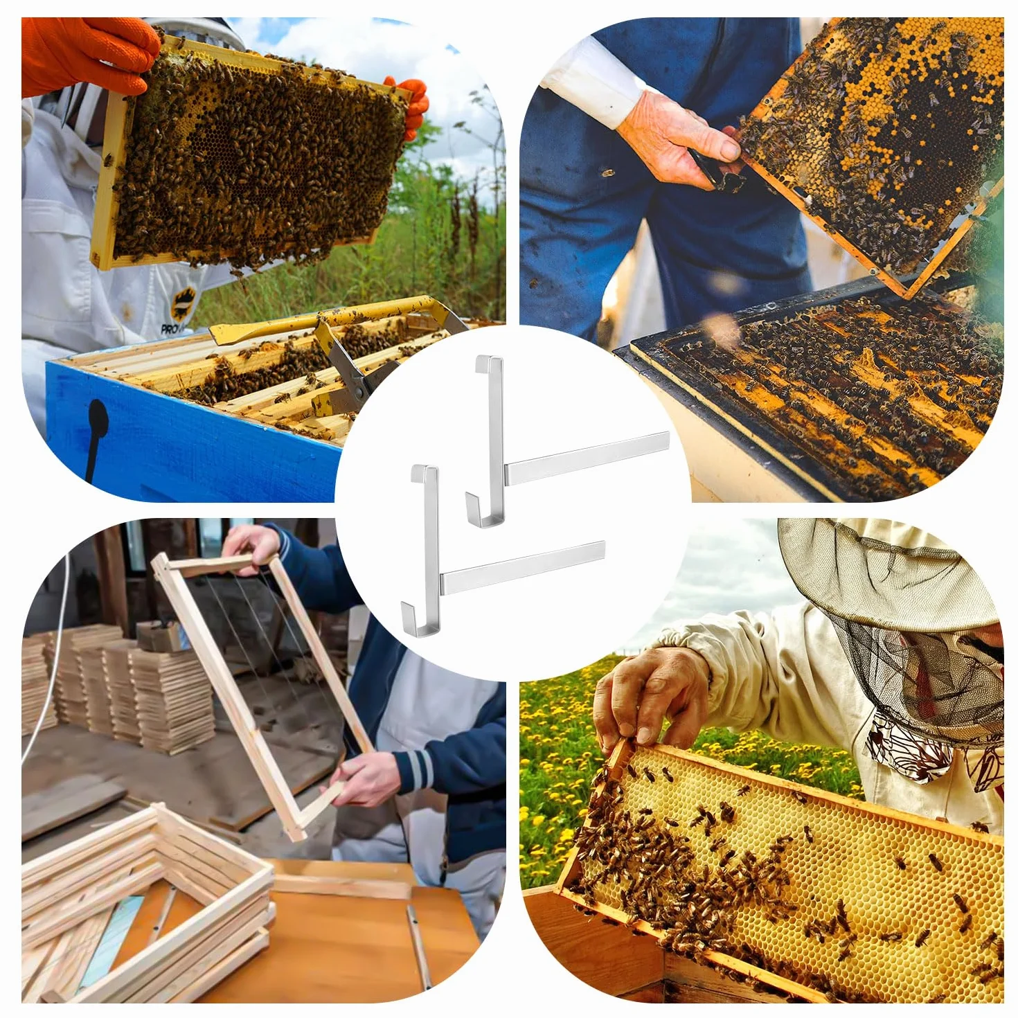 2 Szt. Uchwyt na Ramke Ula, Stal Nierdzewna Grzedy na Ramki Ula 5 Ramek Pojemnosc Uchwyt na Ramke Ula Pszczola Narzedzie Wspornik Ramki Pszczelarskiej Pszczelarze Sprzet Materialy