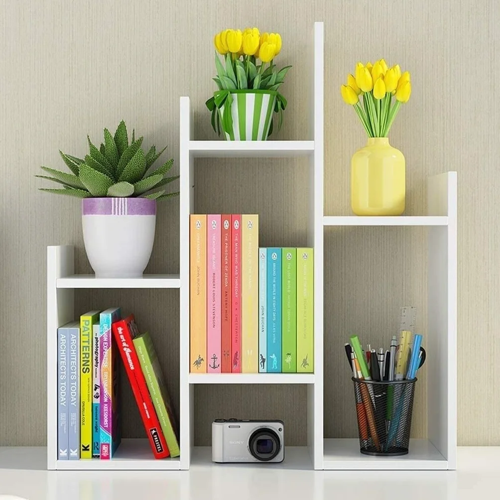 Regał na Książki Biblioteczki Organizer Na Biurko Książki, Duża Półka Z Naturalnego Drewna Do Przechowywania Stacjonarnego (zmontowana Gabinetu Biurowego) Uniwersalny Salonu(White)