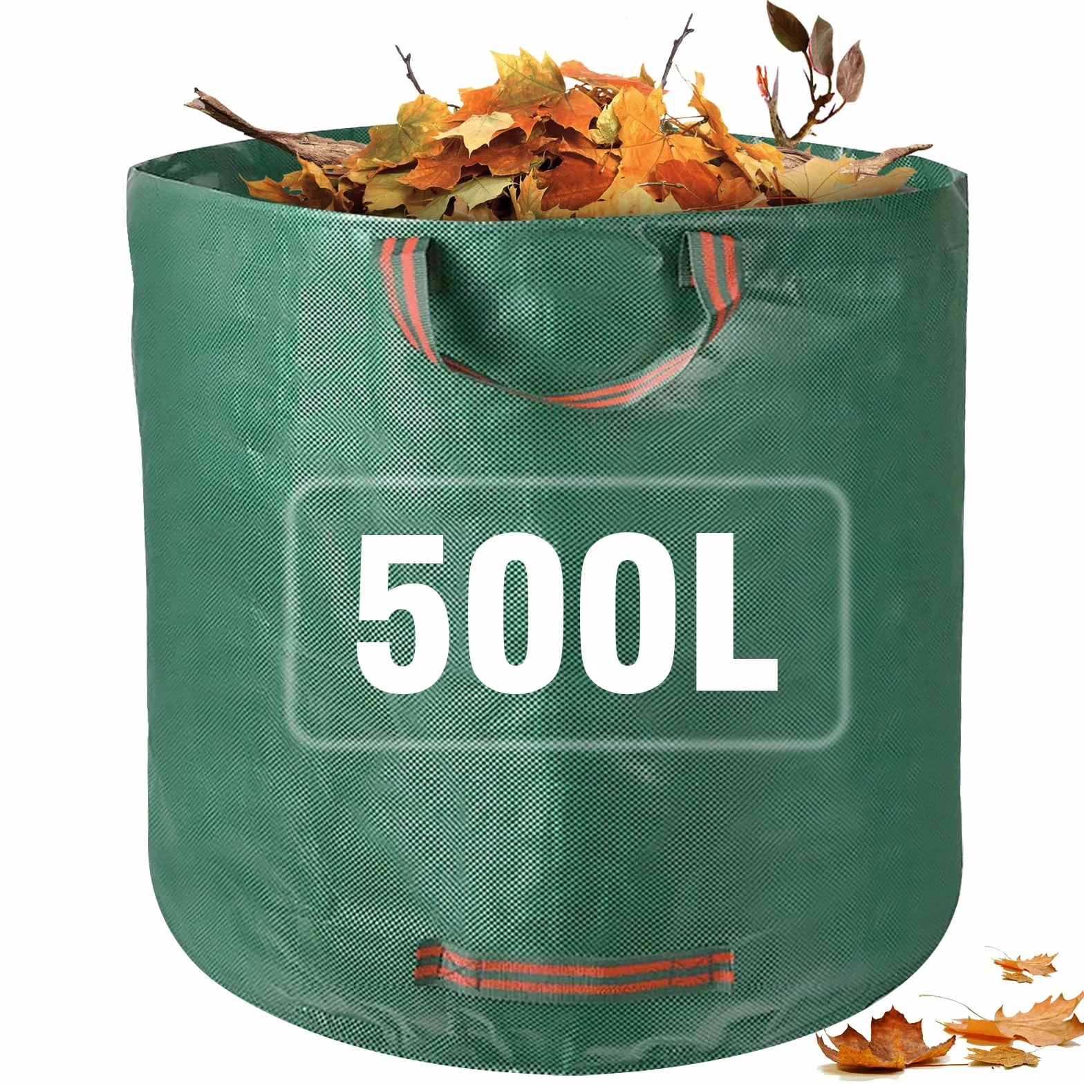 Worki na odpady ogrodowe, wytrzymałe, wielokrotnego użytku, z uchwytami, 500 l, duże worki na śmieci ogrodowe, zielone na podwórko, gruz, sadzonki trawy, zbieranie liści