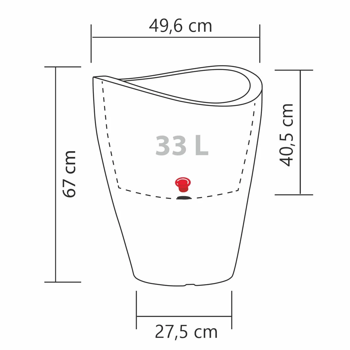 Scheurich Wave Globe High, wysokie naczynie z tworzywa sztucznego, czarno-granit, średnica 50,5 cm, wysokość 67 cm, pojemność 33 l.