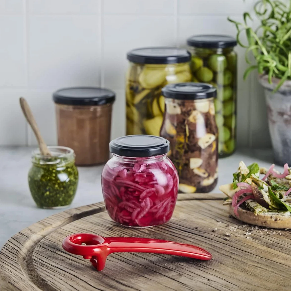 Brix JarKey oryginalny otwieracz do słoików Easy Jar, zestaw 2 szt., czerwony