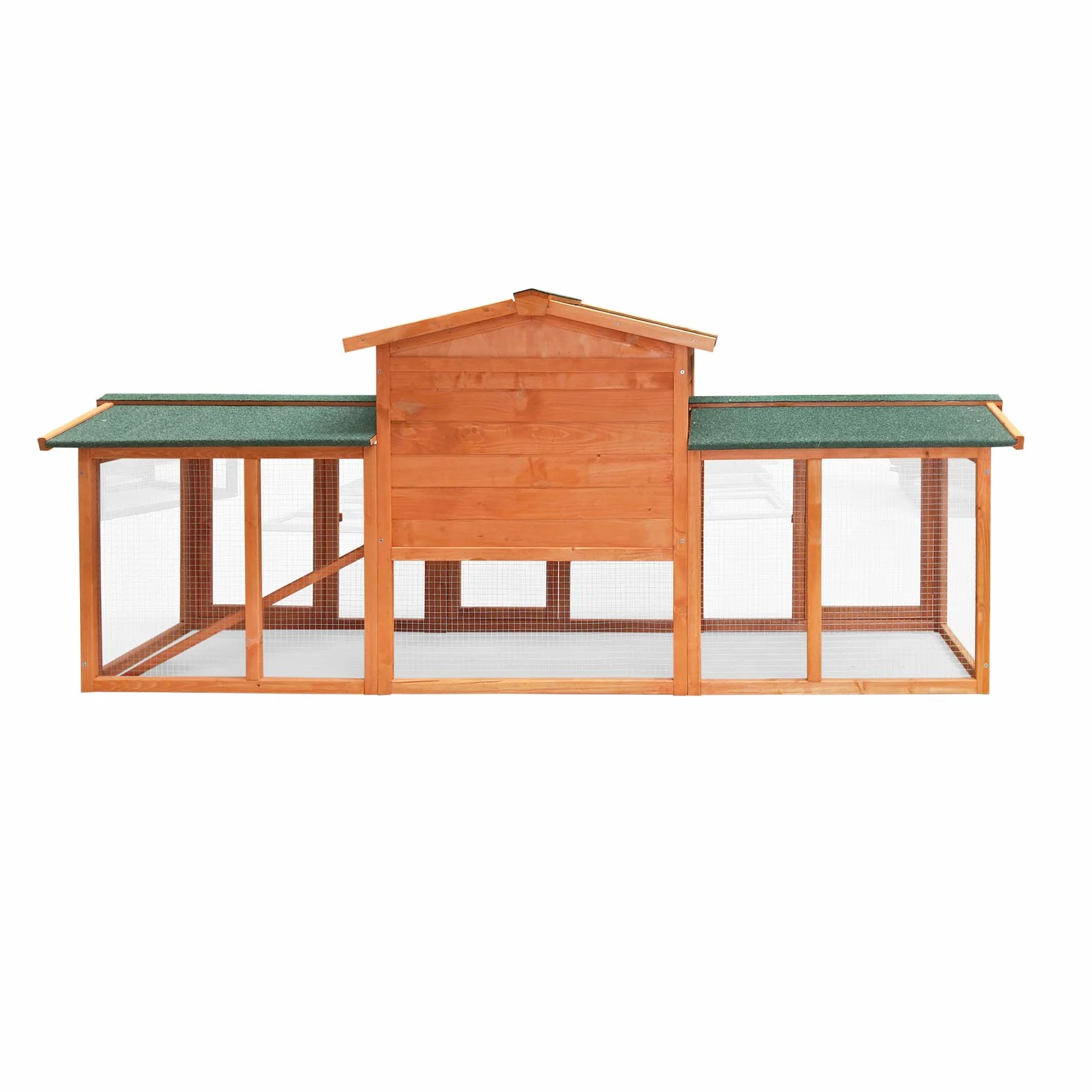 Wiltec Klatka dla królików 2190 x 530 x 850 mm z wybiegiem i podwyższoną budką drewno świerkowe 2 piętra