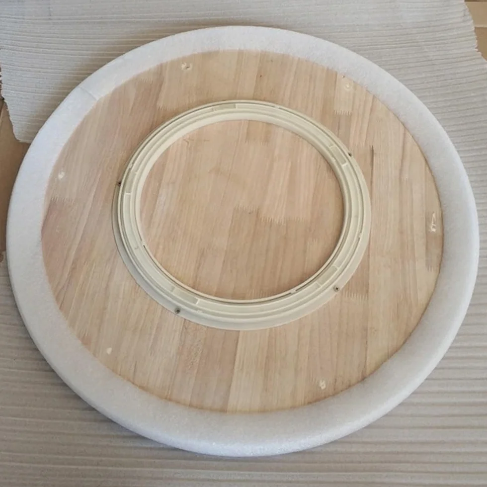 Duża drewniana obrotowa płyta obrotowa na stół jadalny, 82 cm, okrągła drewniana taca do serwowania, łatwe dzielenie się jedzeniem, płynna rotacja, idealna na duże spotkania i imprezy, drewno 32 cale