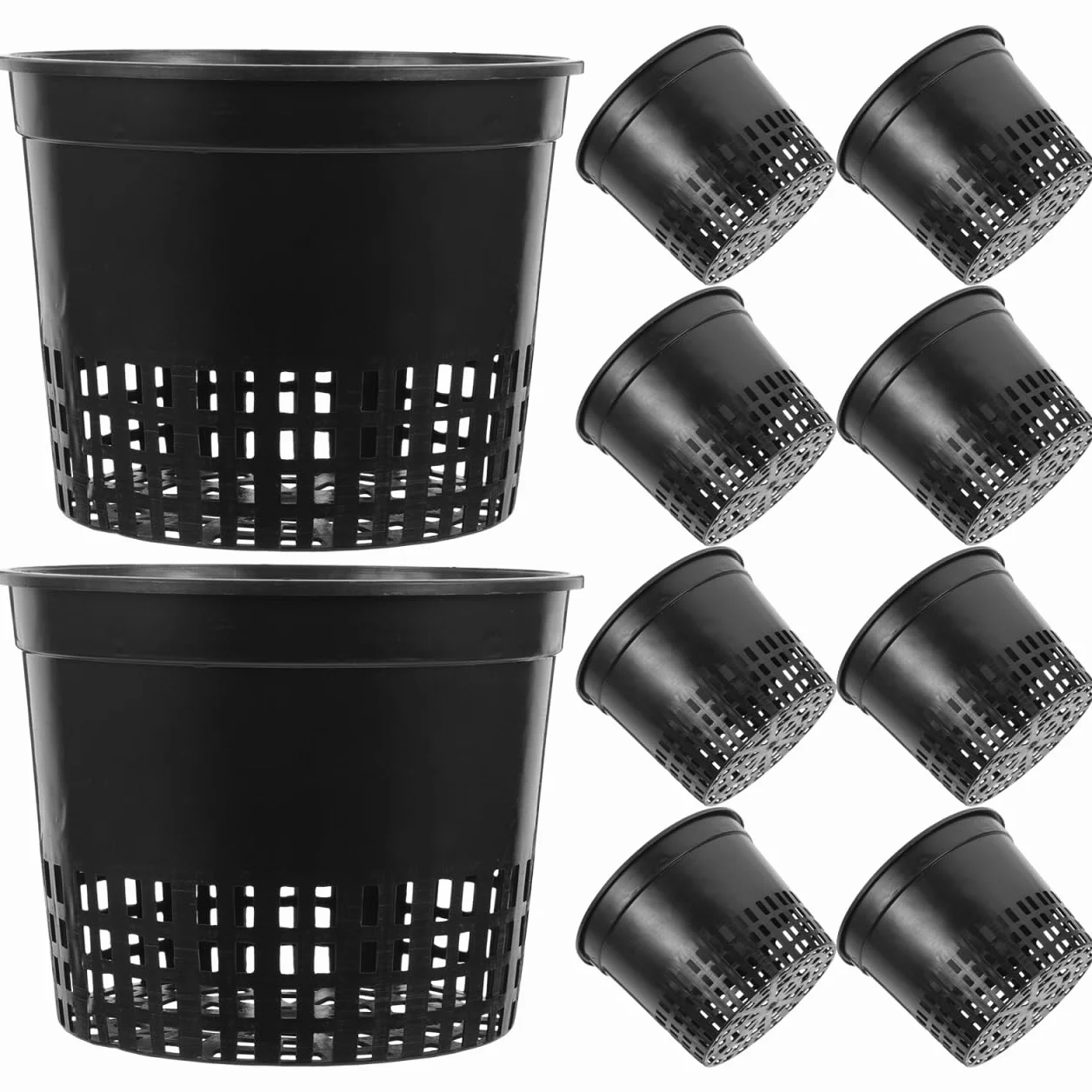 Angoily Doniczki hydroponiczne z siatki, 10 sztuk, 13 x 13 x 12 cm, kosz na rośliny z tworzywa sztucznego, do hydroponiki, do ogrodu, siatki, doniczki, do uprawy roślin, kosz na rośliny, kolor czarny