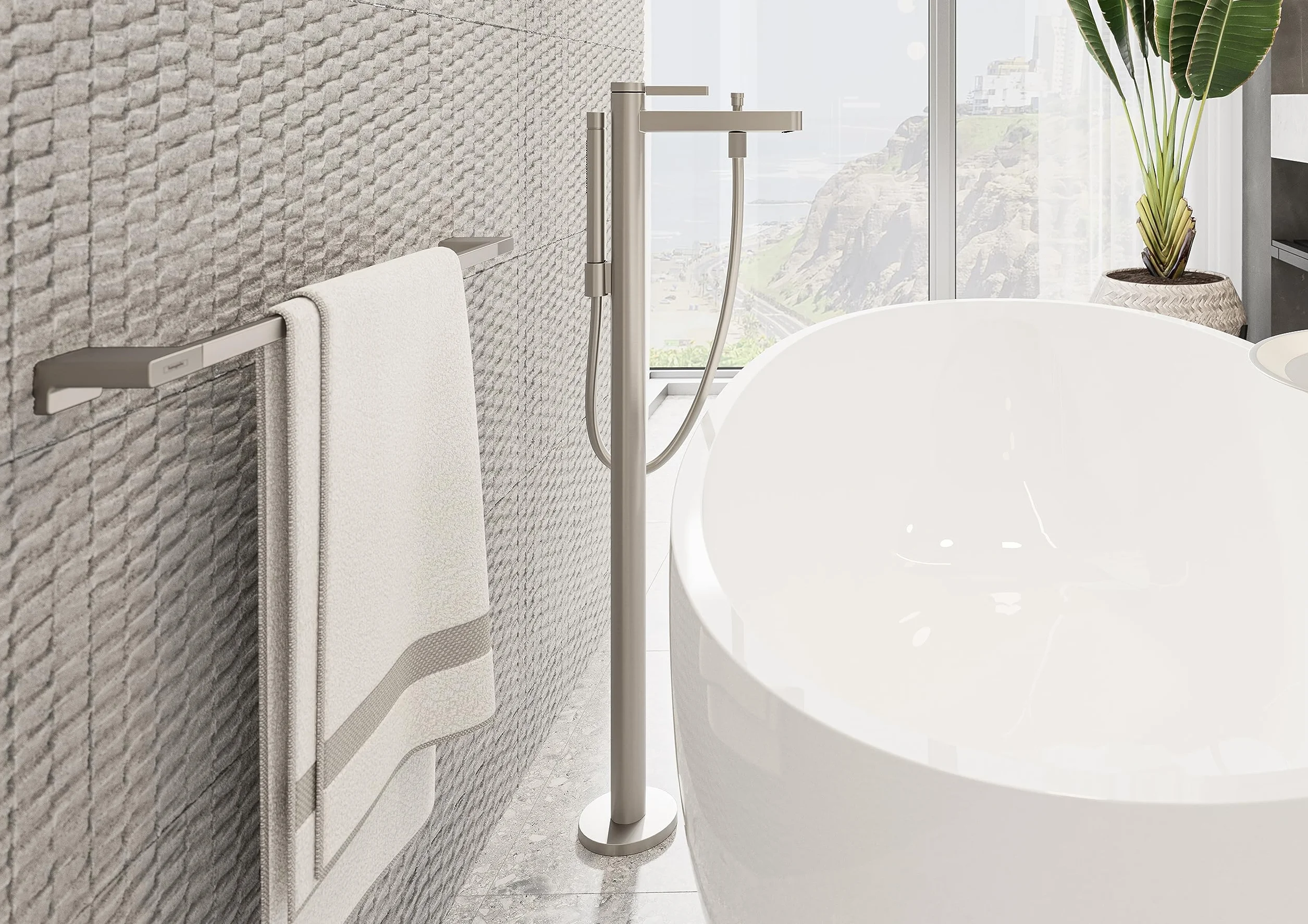 Hansgrohe AddStoris Modern Toilet Paper Holder in Brushed Nickel, 41748820